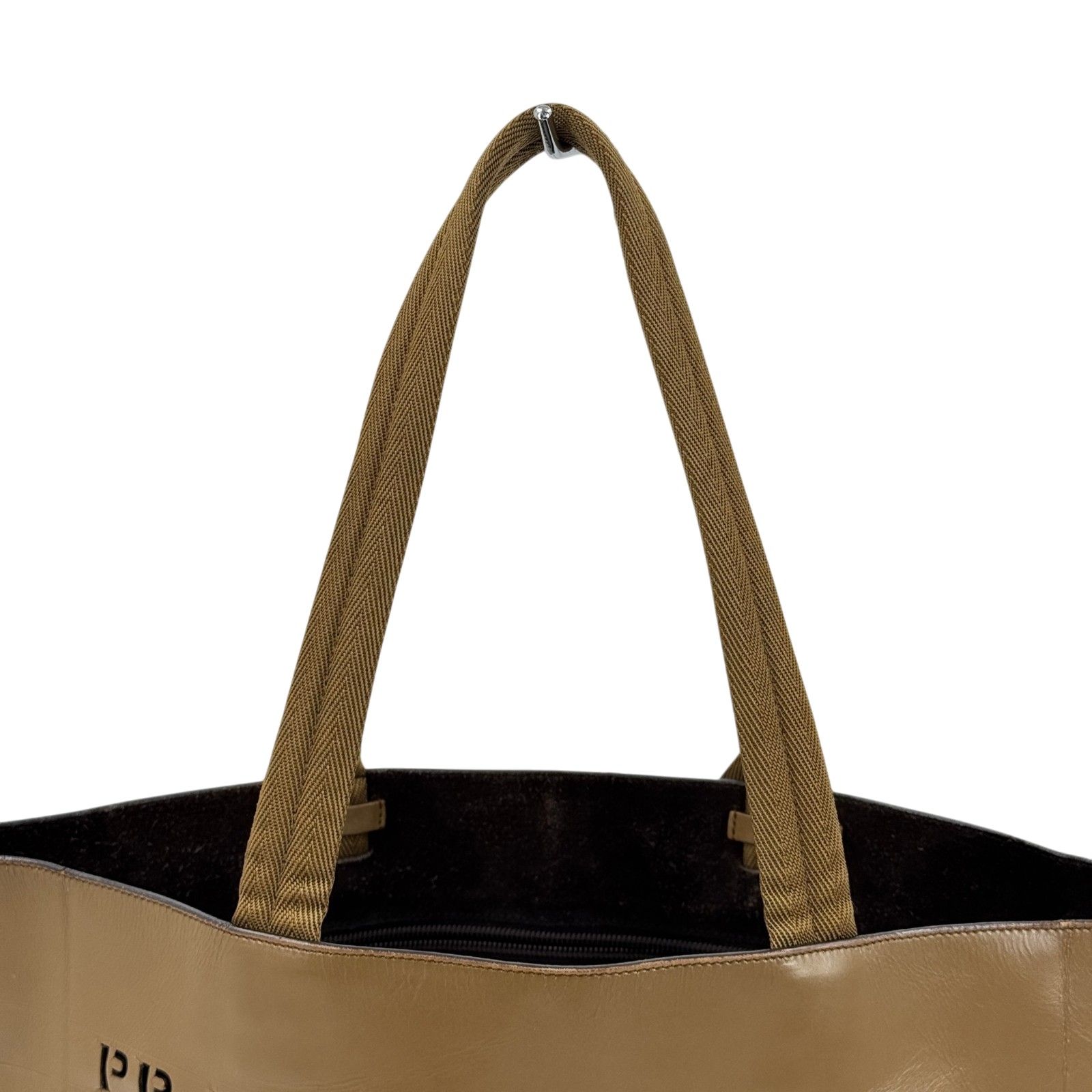 PRADA ヴィンテージ カッティングロゴ ブラウン レザー トート