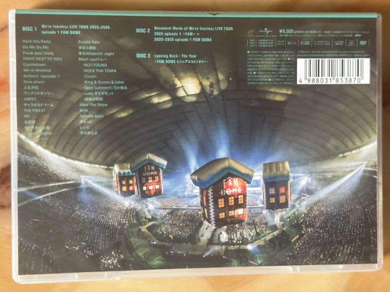 We're timelesz LIVE TOUR 2025-2026 episode 1 FAM DOME (通常盤)(3枚