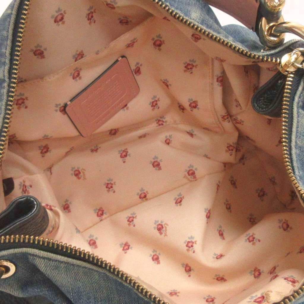 コーチ COACH デニム キャンバス レザー ミア 2WAY ショルダーバッグ