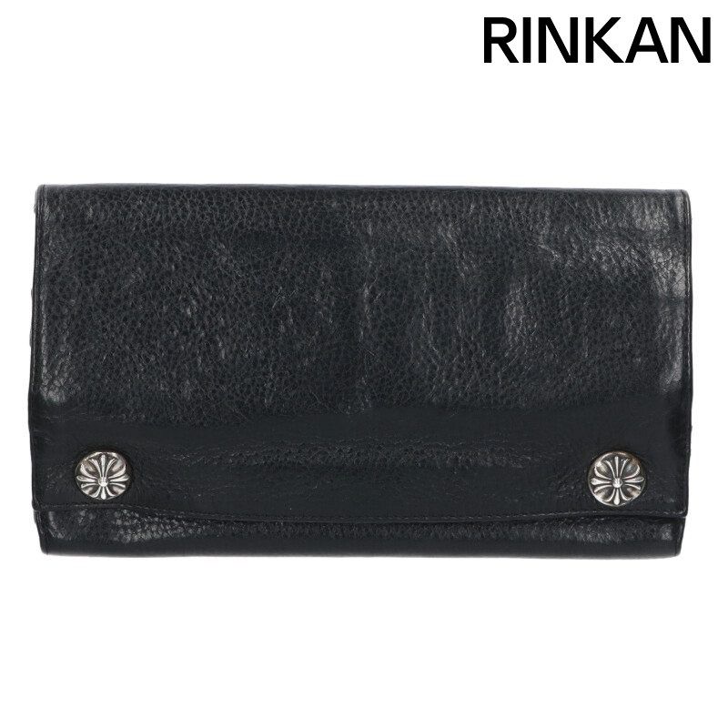 クロムハーツ LONG WALLET/ロングウォレット クロスボールボタンレザーウォレット財布 メンズ