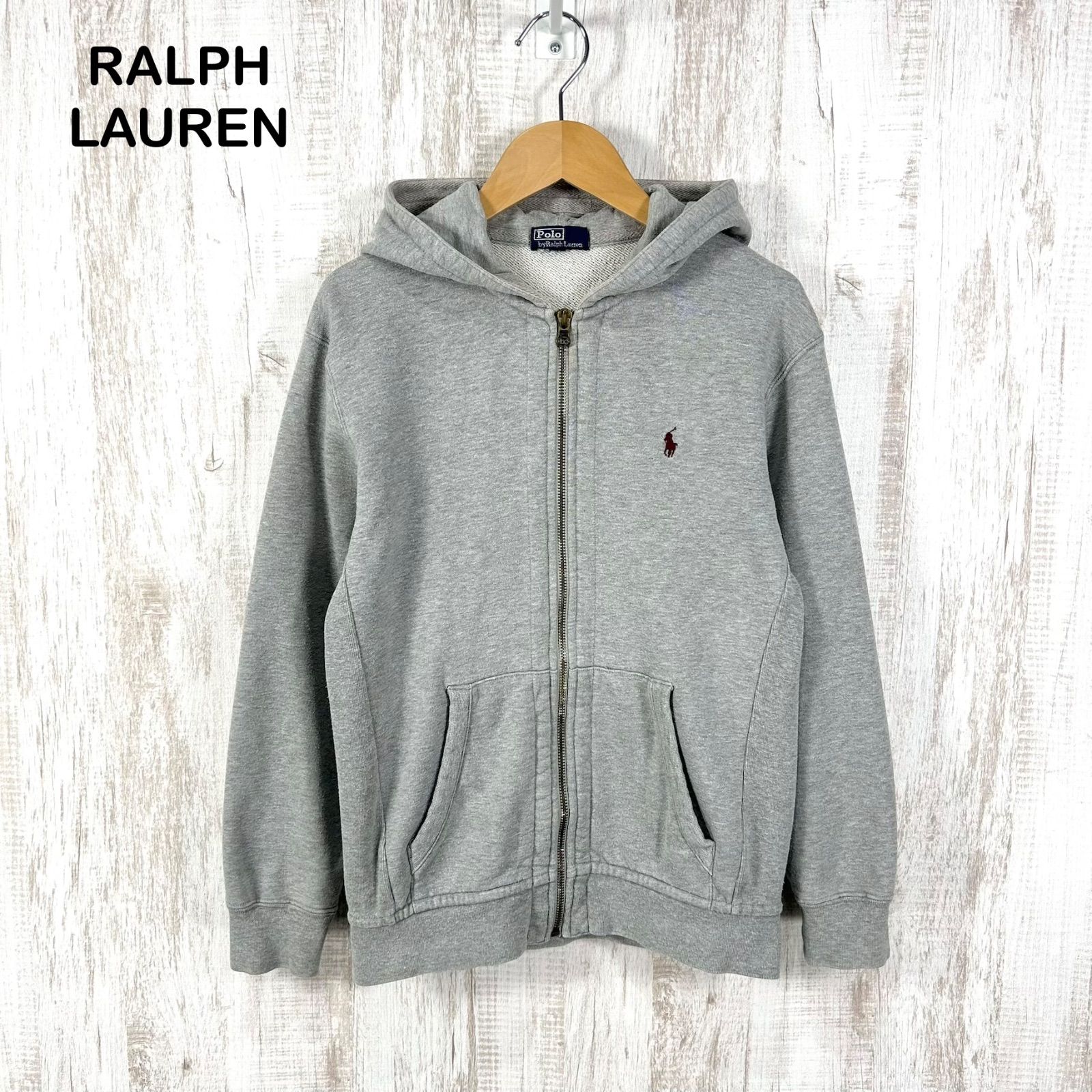 Polo by Ralph Lauren ポロバイラルフローレン ポニーロゴ刺繡 フーディ フルジップアップ パーカー グレー y2k