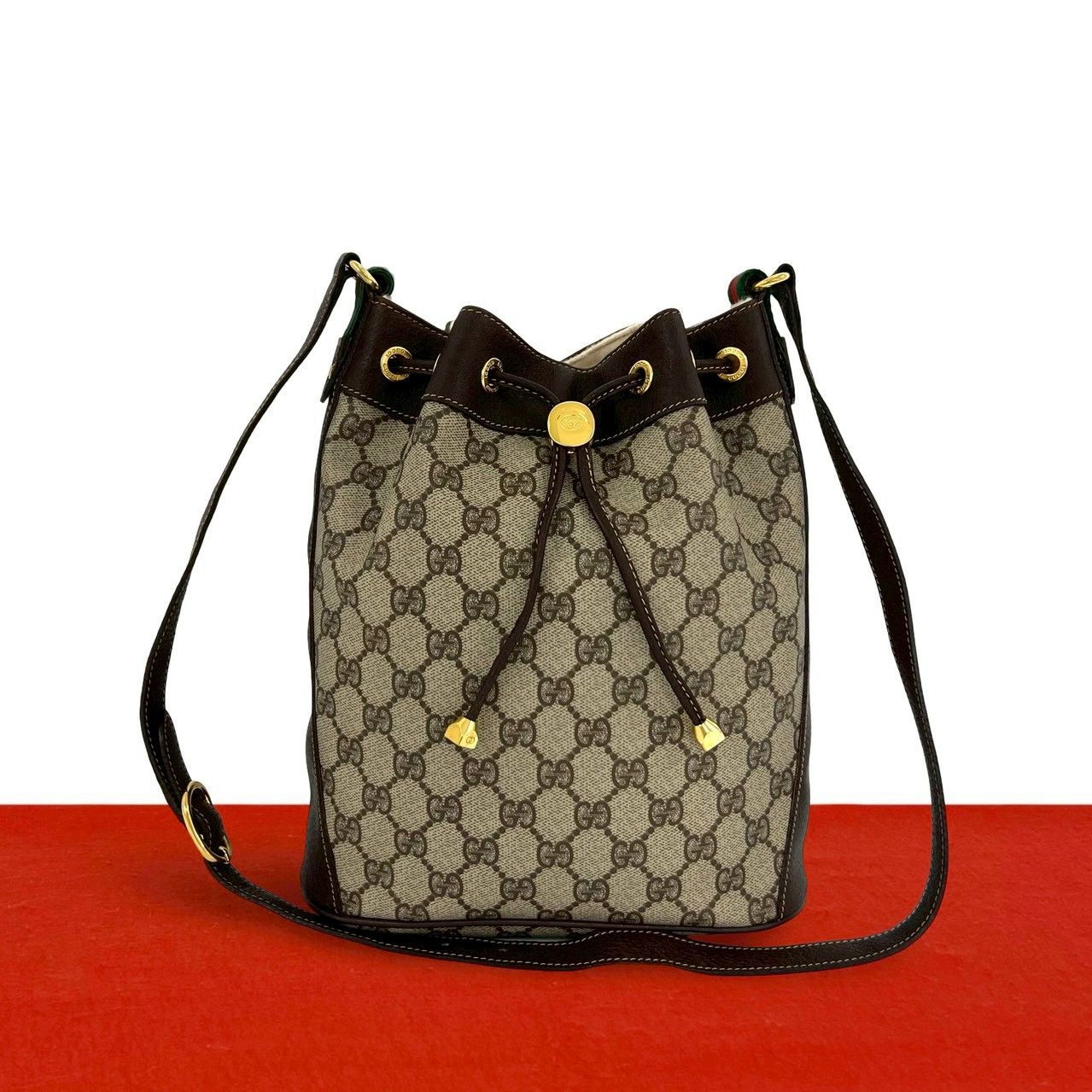 極 美品 GUCCI グッチ オールドグッチ シェリーライン GG ロゴ 金具 