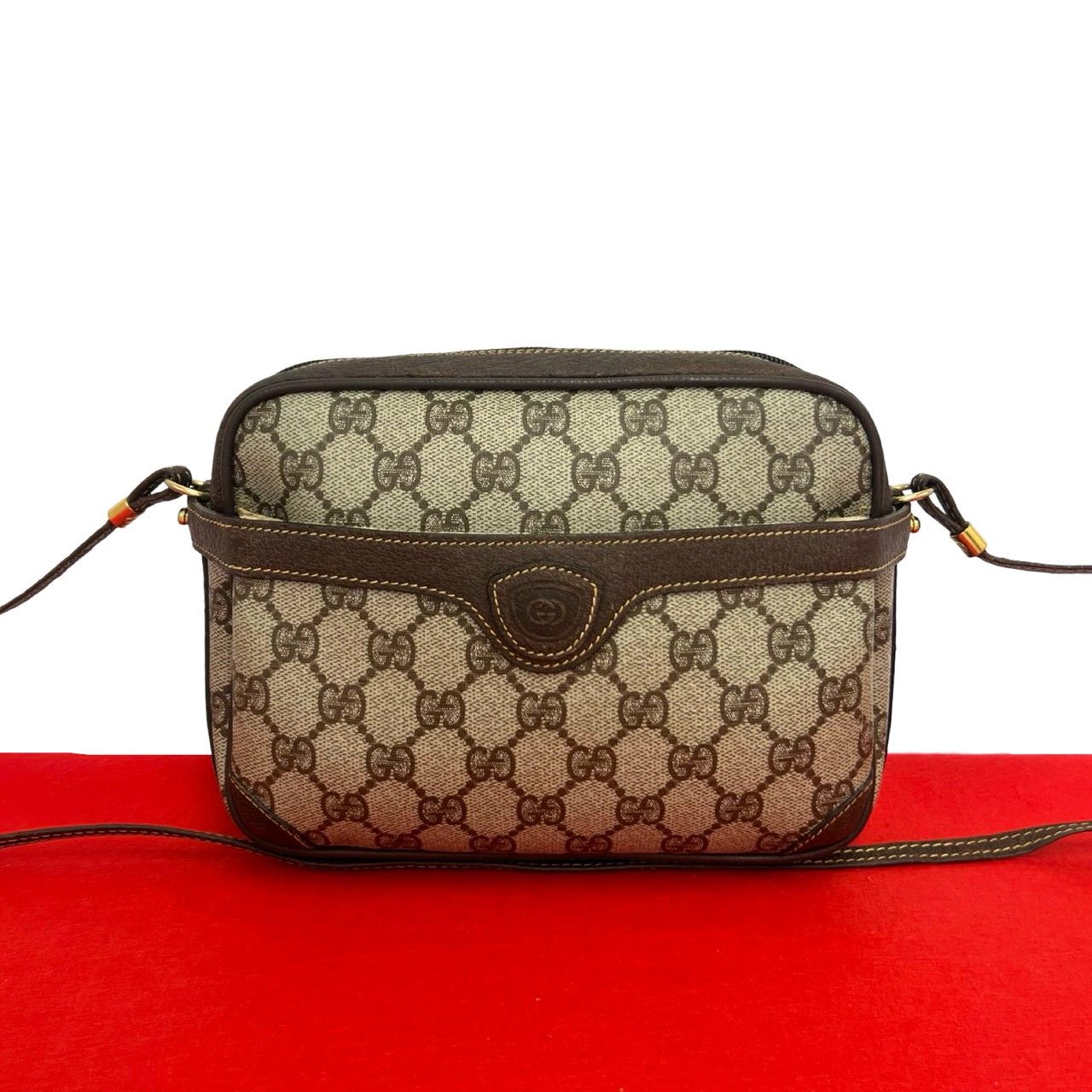 極 美品 GUCCI グッチ オールドグッチ ヴィンテージ GG ロゴ レザー 本 