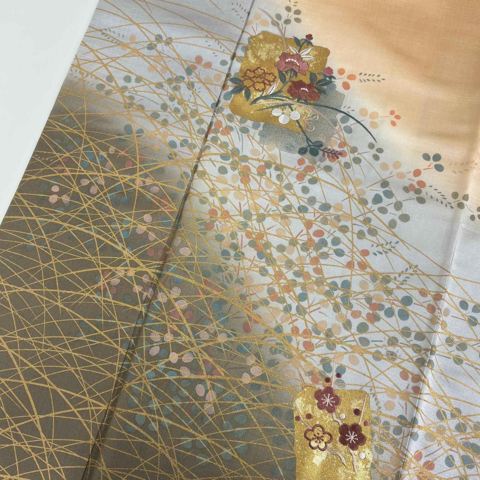 付け下げ 正絹 紋なし 刺繍 美しい花 袷 着物 MK-8562 - メルカリ
