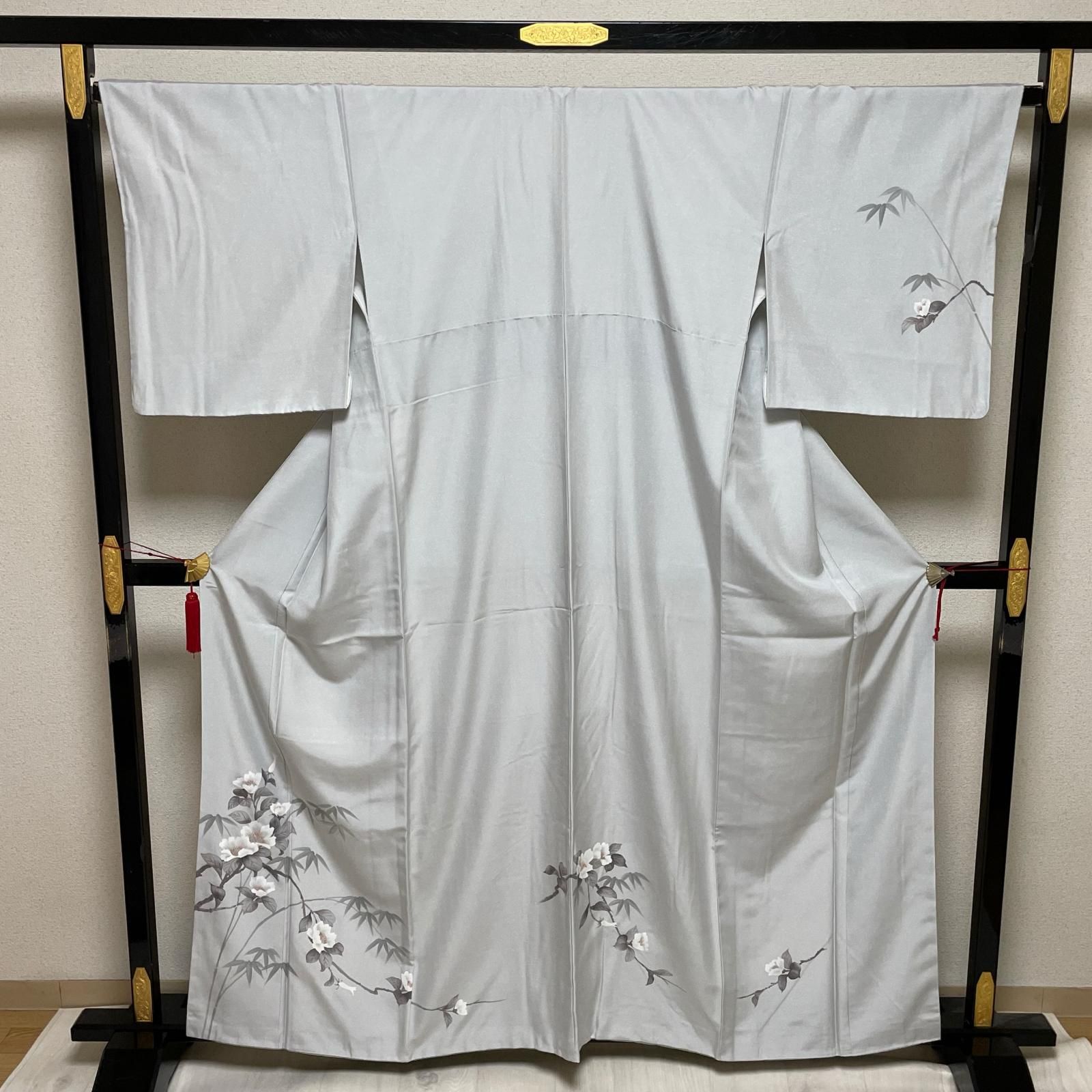 付下げ 裄66 たたき染め 枝花模様 着物 正絹 X-2338 - メルカリ