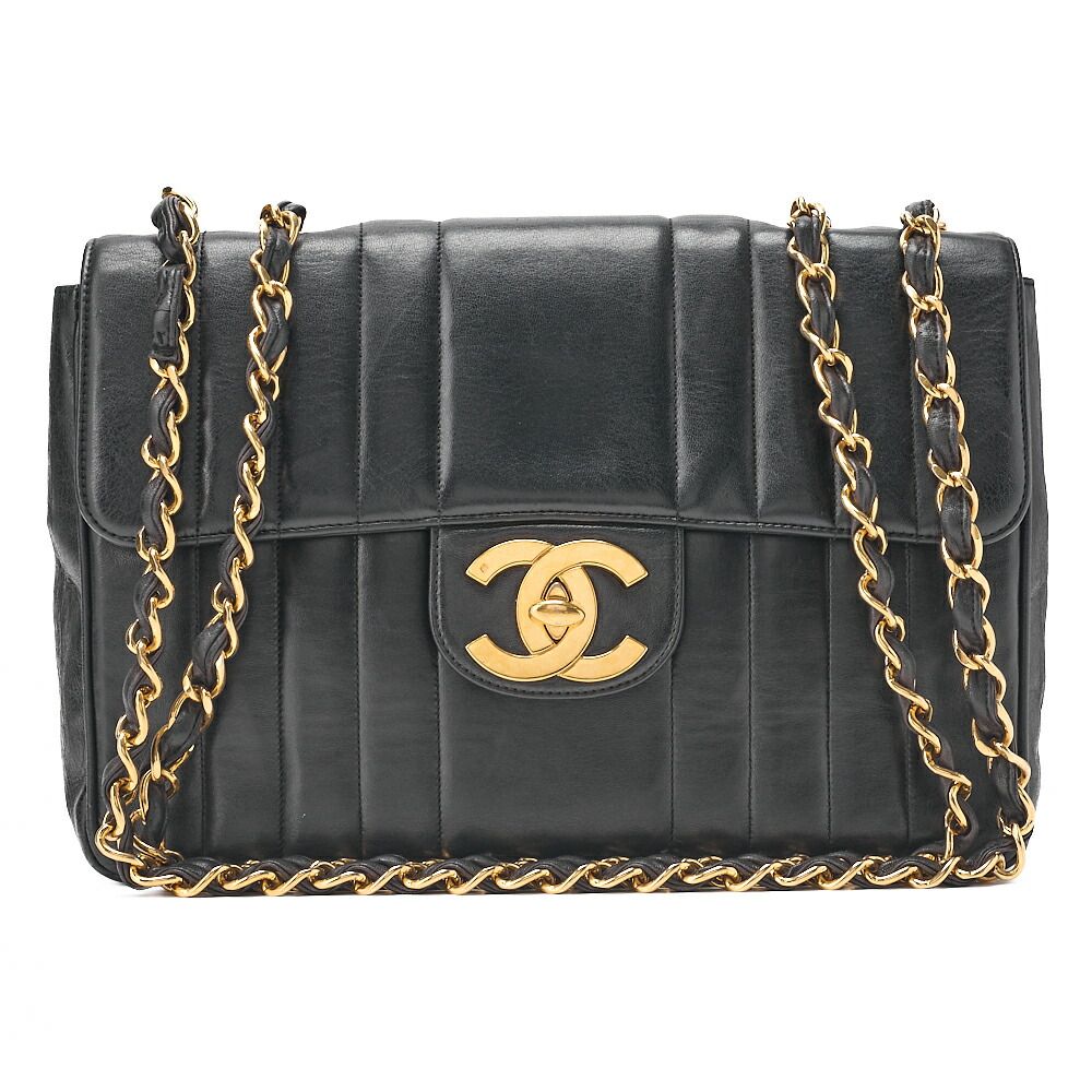 CHANEL シャネル チェーンショルダーバッグ ココマーク デカマトラッセ 30cm マドモアゼル シングルフラップ ラムスキン 黒 （ゴールド金具） レディース バッグ レディース【中古】【送料無料】
