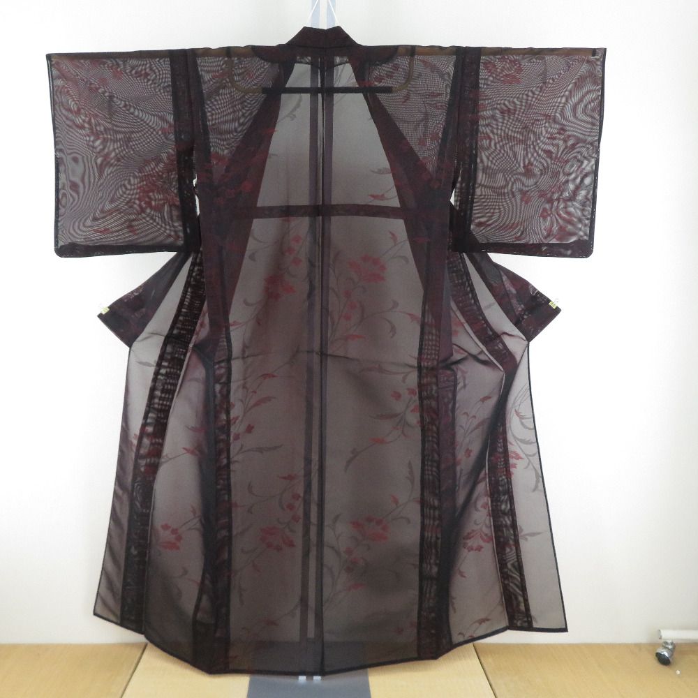 単衣 正絹 広衿 - 夏着物 紬 ヴィンテージ◇着物 Grimoire 赤丹色ミックス