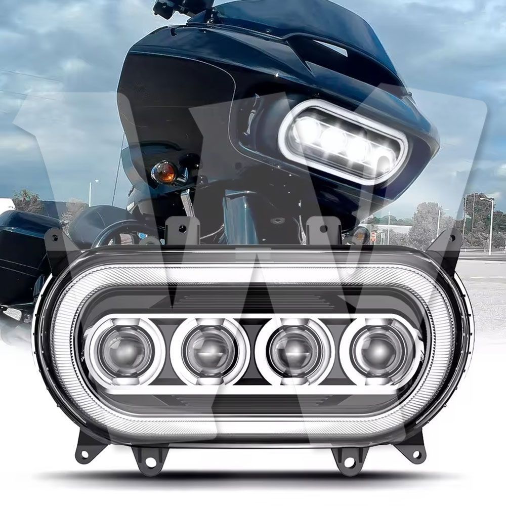 【2026新型】LEDヘッドライト Harley Road Glide FLTRX/FLTRXS 2015-2022 対応 120W 15400LM ハイビーム プロジェクター