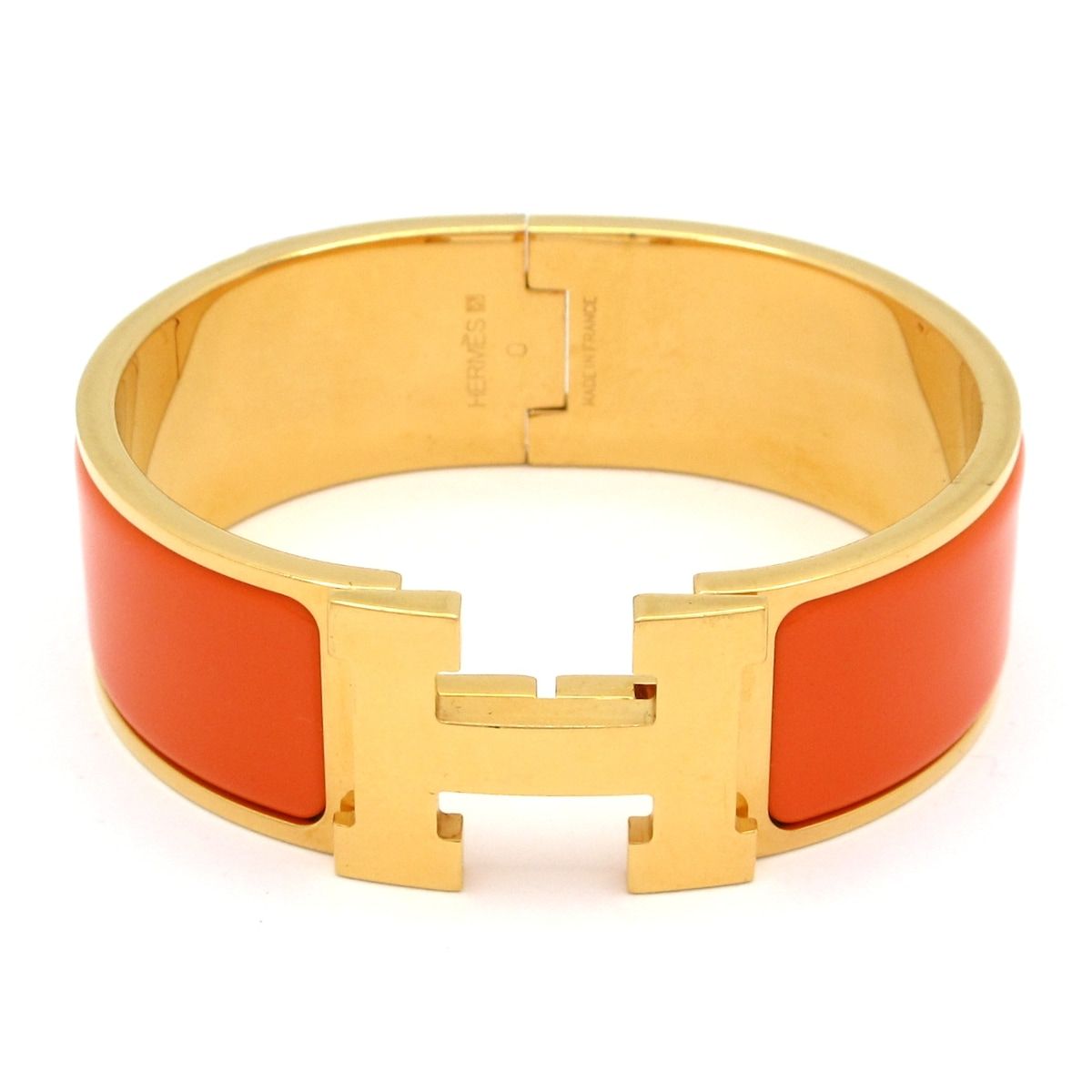 HERMES(エルメス) バングル美品 クリック・クラックH ゴールド×オレンジ