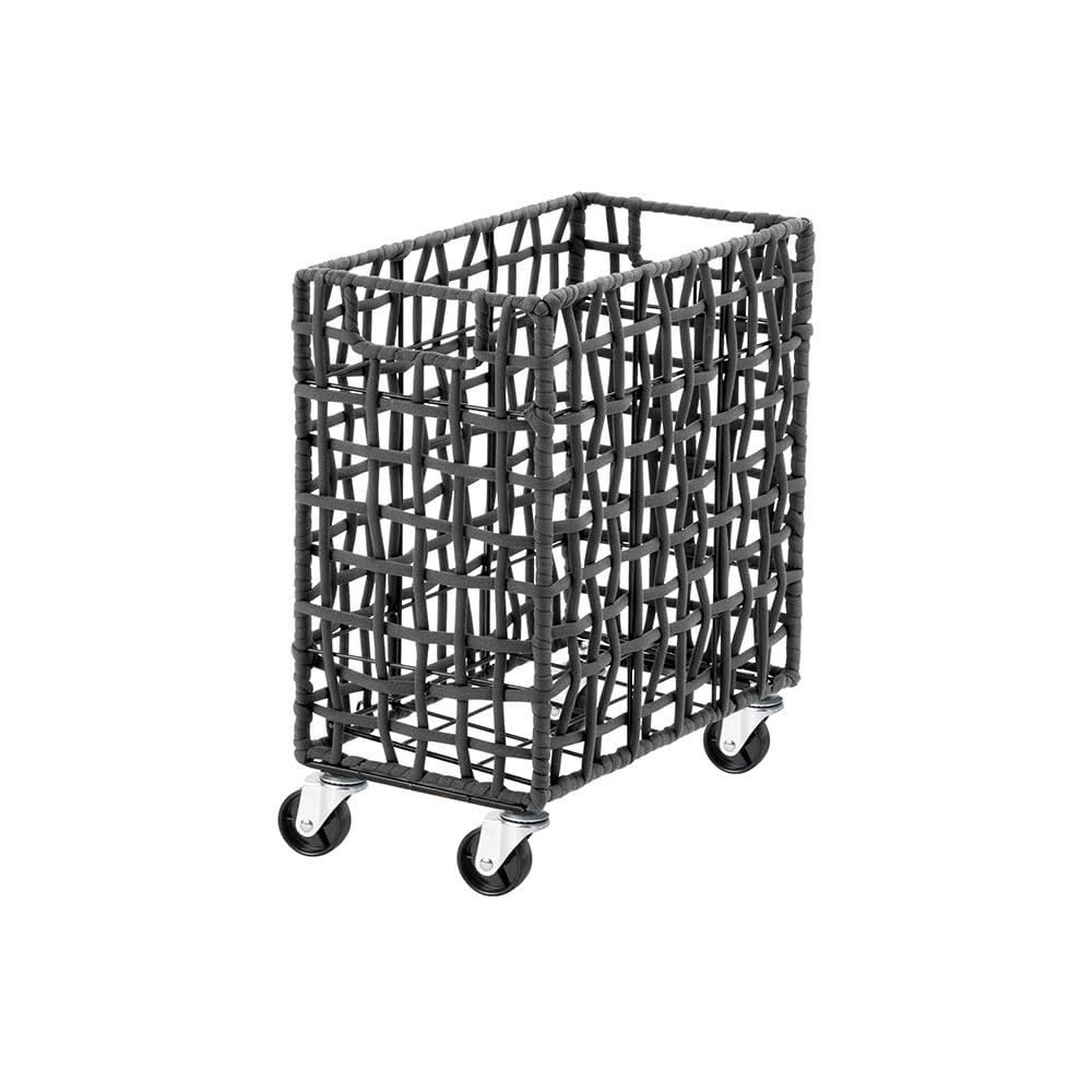 新品 003426 FOLDING ROUGH KNIT LAUNDRY BASKET with CASTER 28L/SLIM ランドリーバスケット キャスター付き リビング収納 子供部屋収納 (Gray)