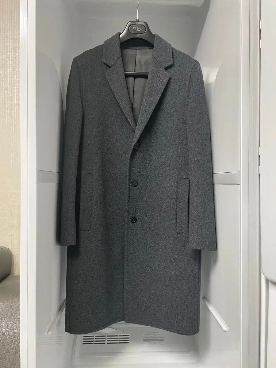 TIME HOMME ダークグレー カシミア セミオーバーサイズ ハンドメイド コート 95サイズ