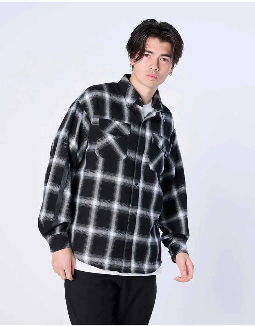 FLASH PACKER】 BLACK XLサイズ XNP-UK SHIRT（オンブレチェック
