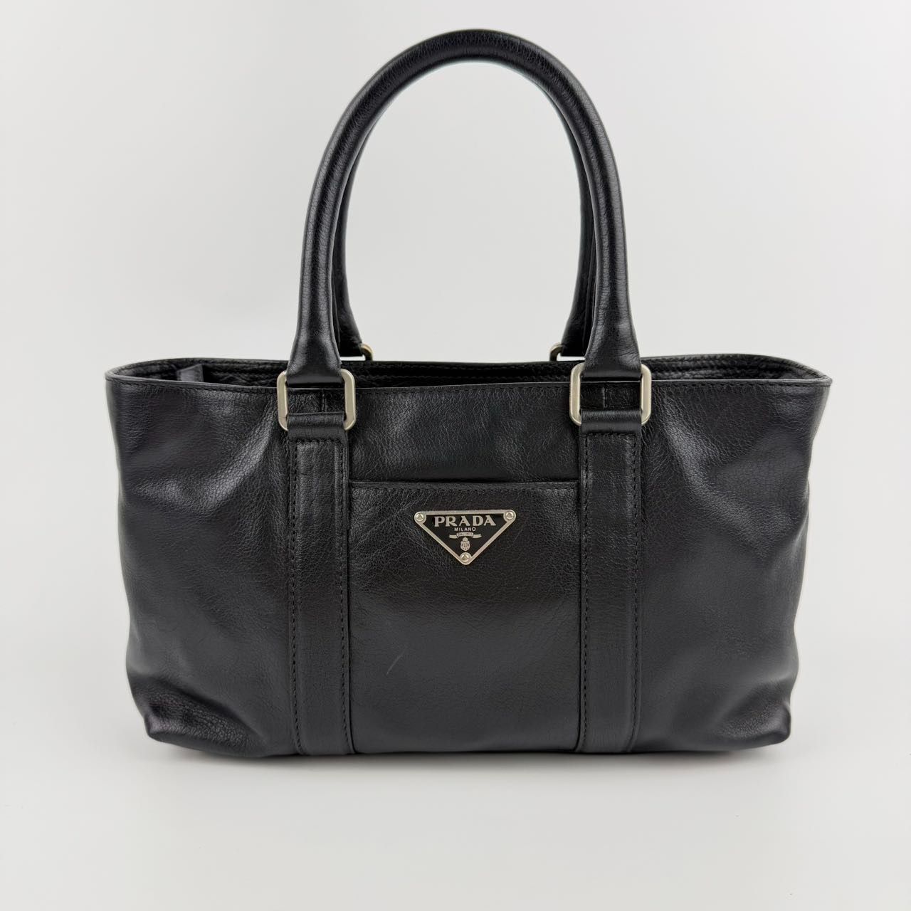 中古】PRADA プラダ ハンドバッグ ブラック レザー ヴィンテージ 