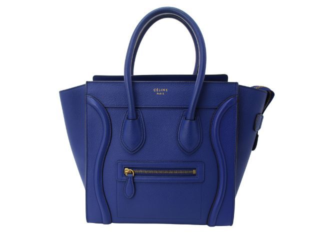 CELINE セリーヌ バッグ ラゲージ マイクロショッパー ブルー レザー