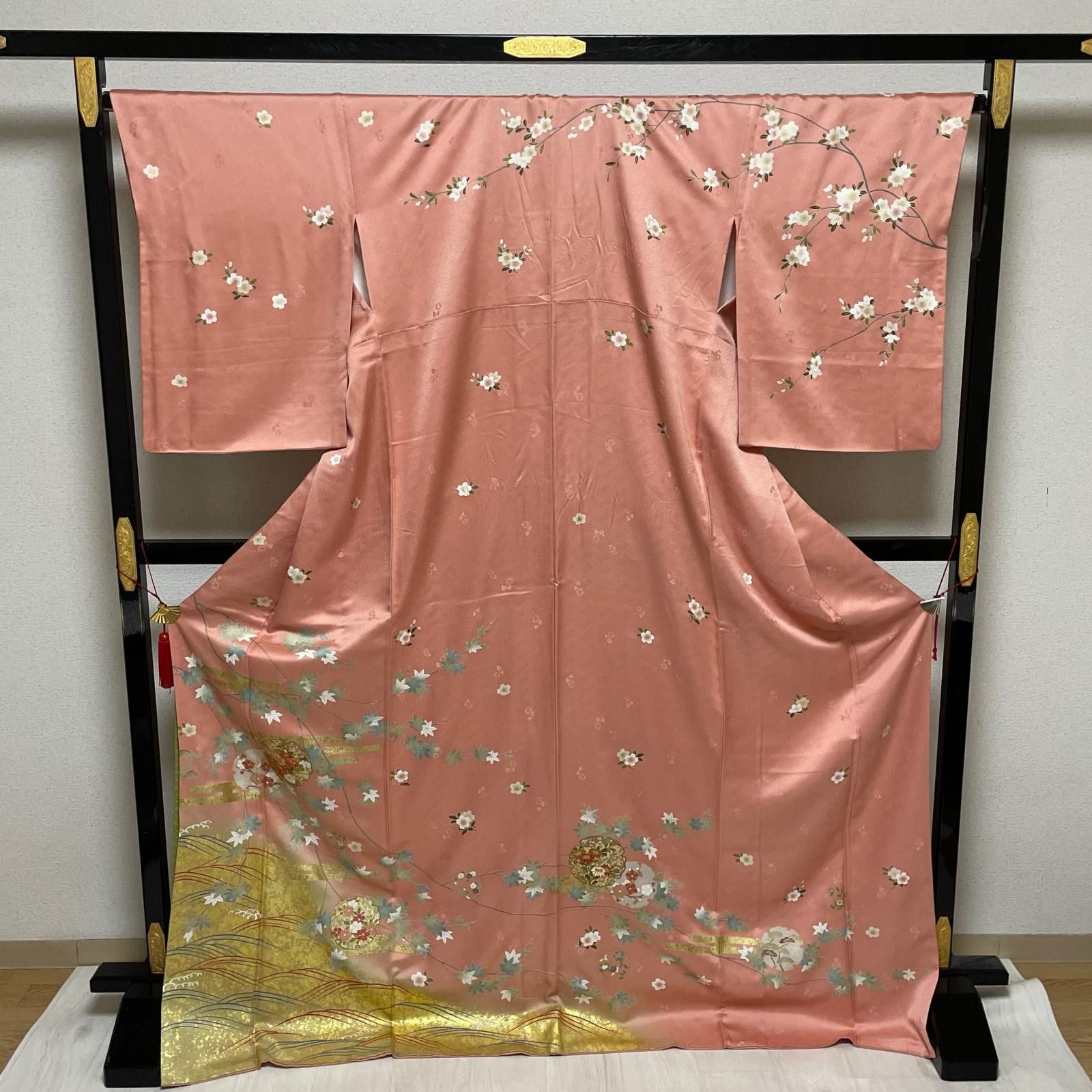 訪問着 裄67 トールサイズ 雪輪に花 枝花模様 着物 正絹 X-2429 - メルカリ