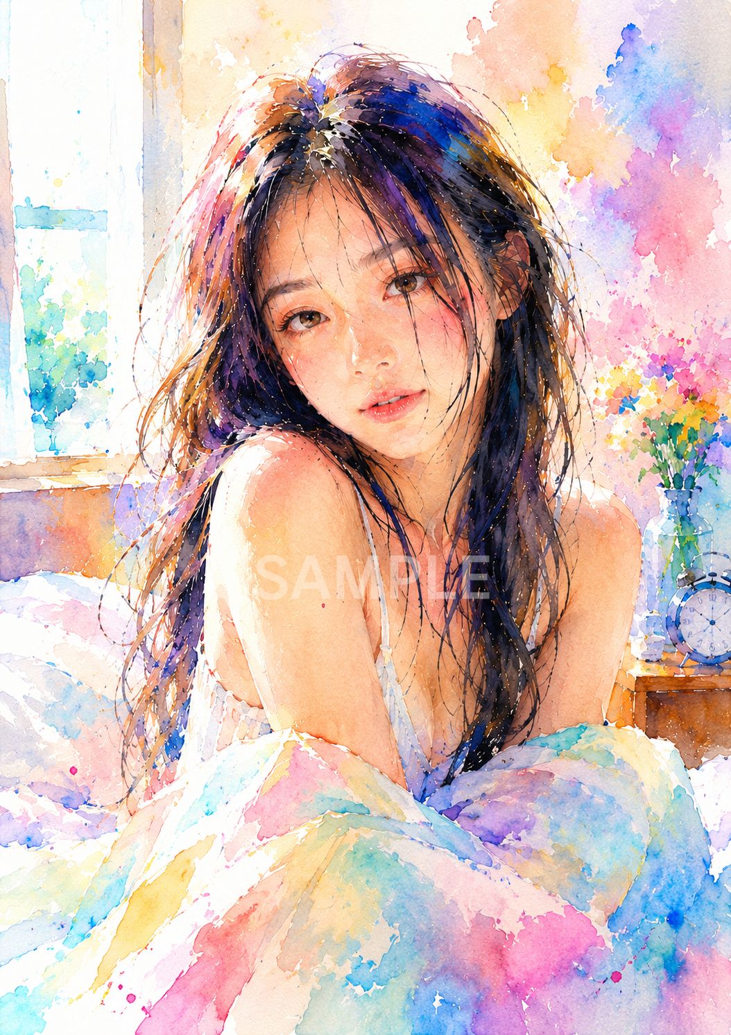 朝の光×水彩画風 イラスト A4 デジタル アート作品 - メルカリ