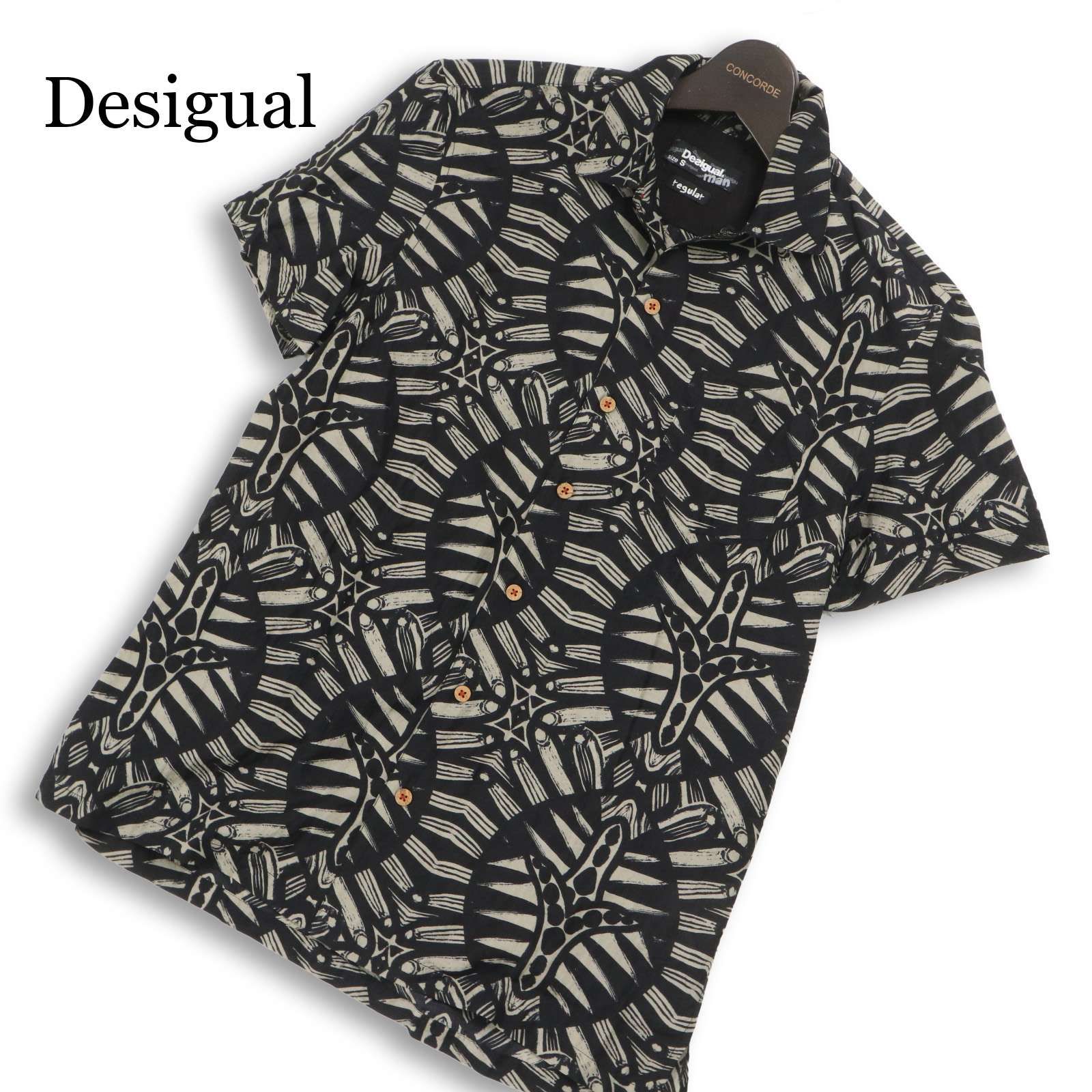 Desigual デシグアル 春夏 長袖 総柄☆ レギュラー シャツ Sz.M メンズ 