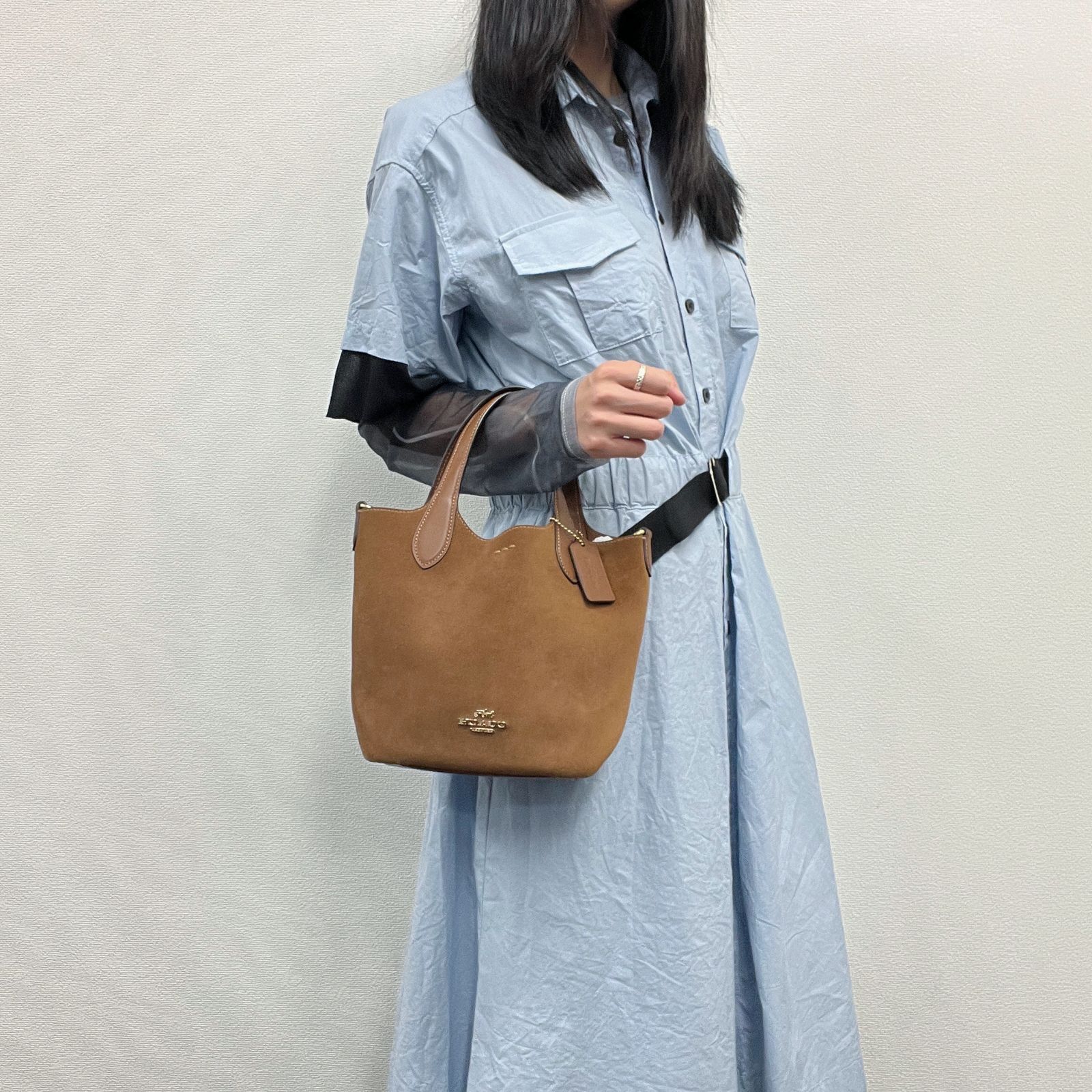 中古】COACH コーチ ハンドバッグ ブラウン スエード ヴィンテージ 