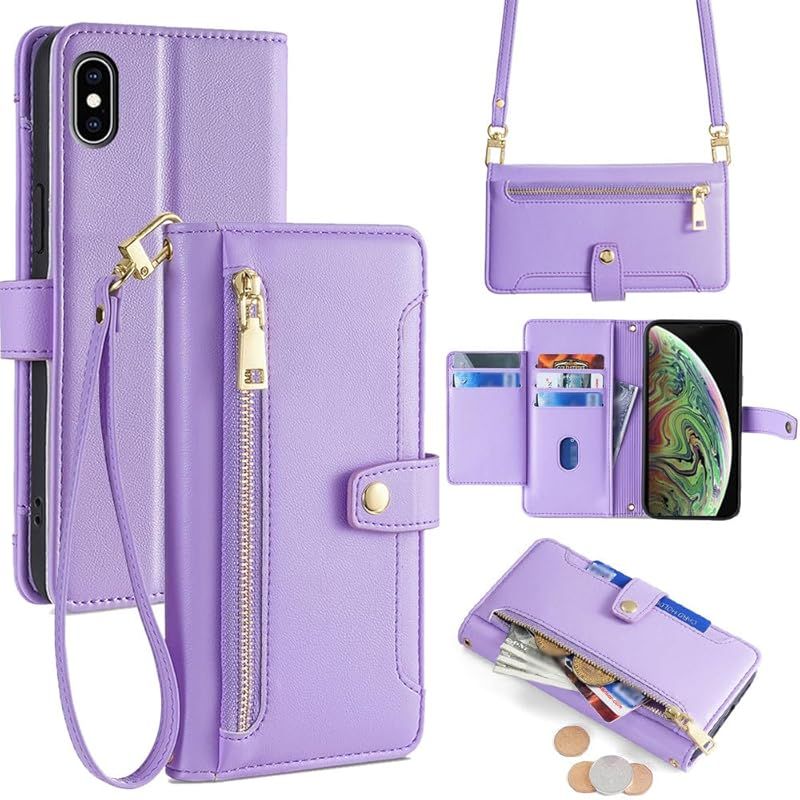 【新品】 Cacheluna 手帳型ケース ショルダーケース iphone 手帳型 ショルダーケース レザー for iPhone XS MAX 斜め掛けと手持ちー スマートフォンケース 財布型 対応 アイフォン 肌触り良い 便利