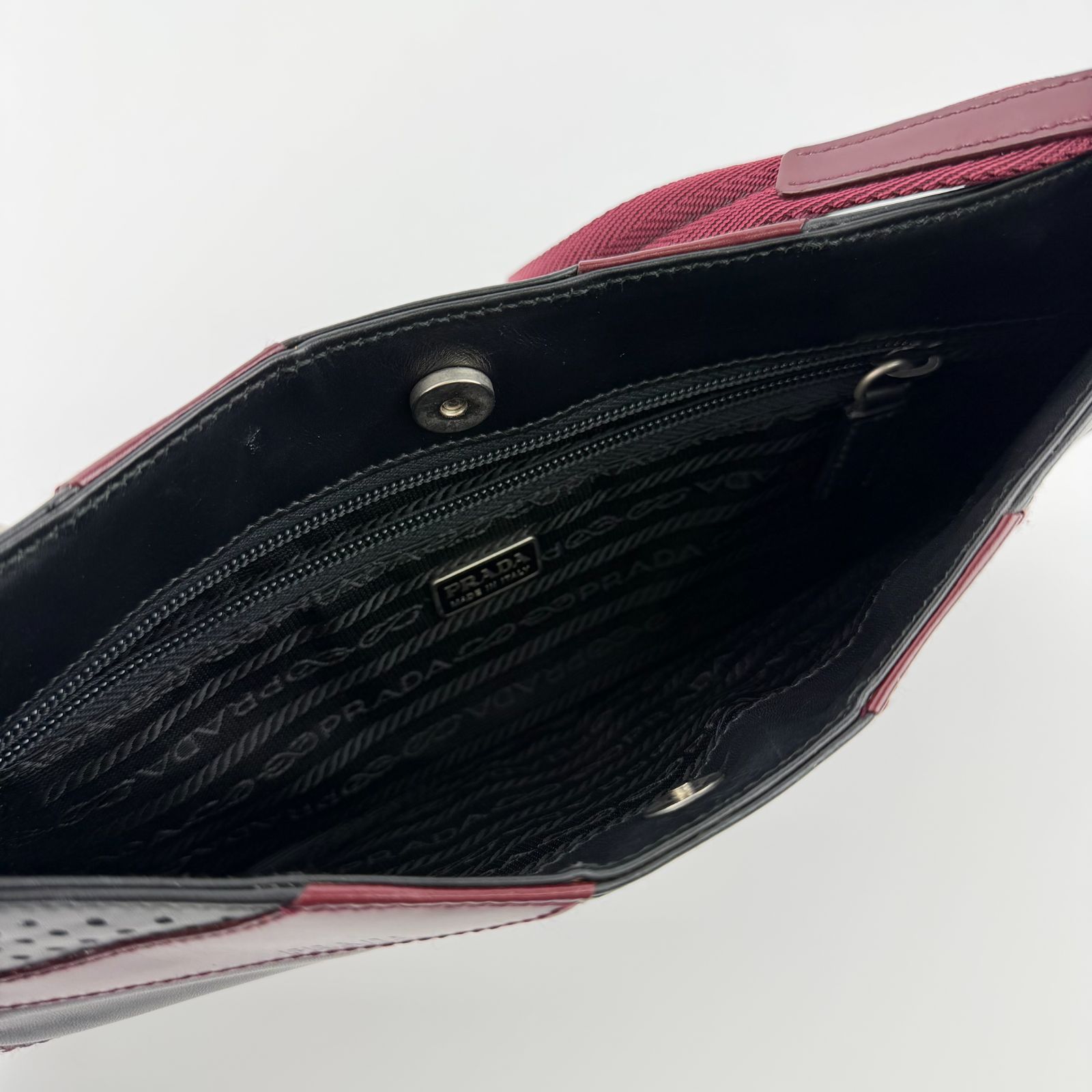 中古】PRADA プラダ ショルダーバッグ 肩掛け ブラック レッド レザー 