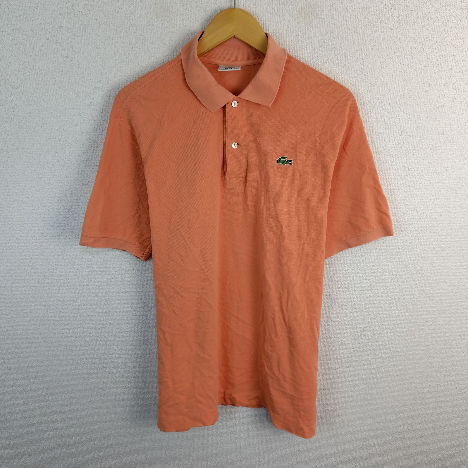 LACOSTE ラコステ 半袖 ポロシャツ ワンポイントロゴ サーモンピンク 6 メンズ 古着 クラシック シンプル