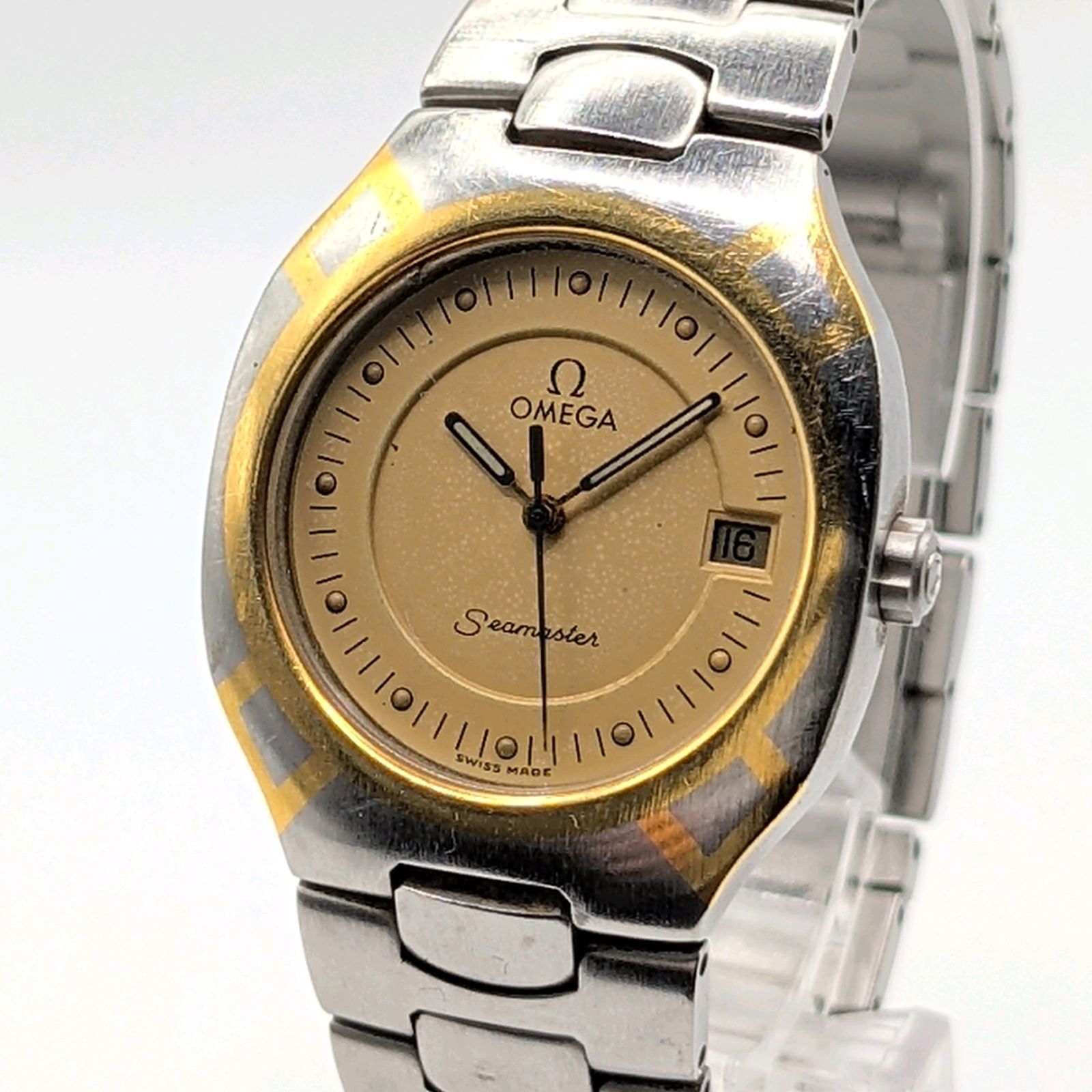 OMEGA Seamastrer Watch Quartz Ladies Square Gold Gold dial Y2K