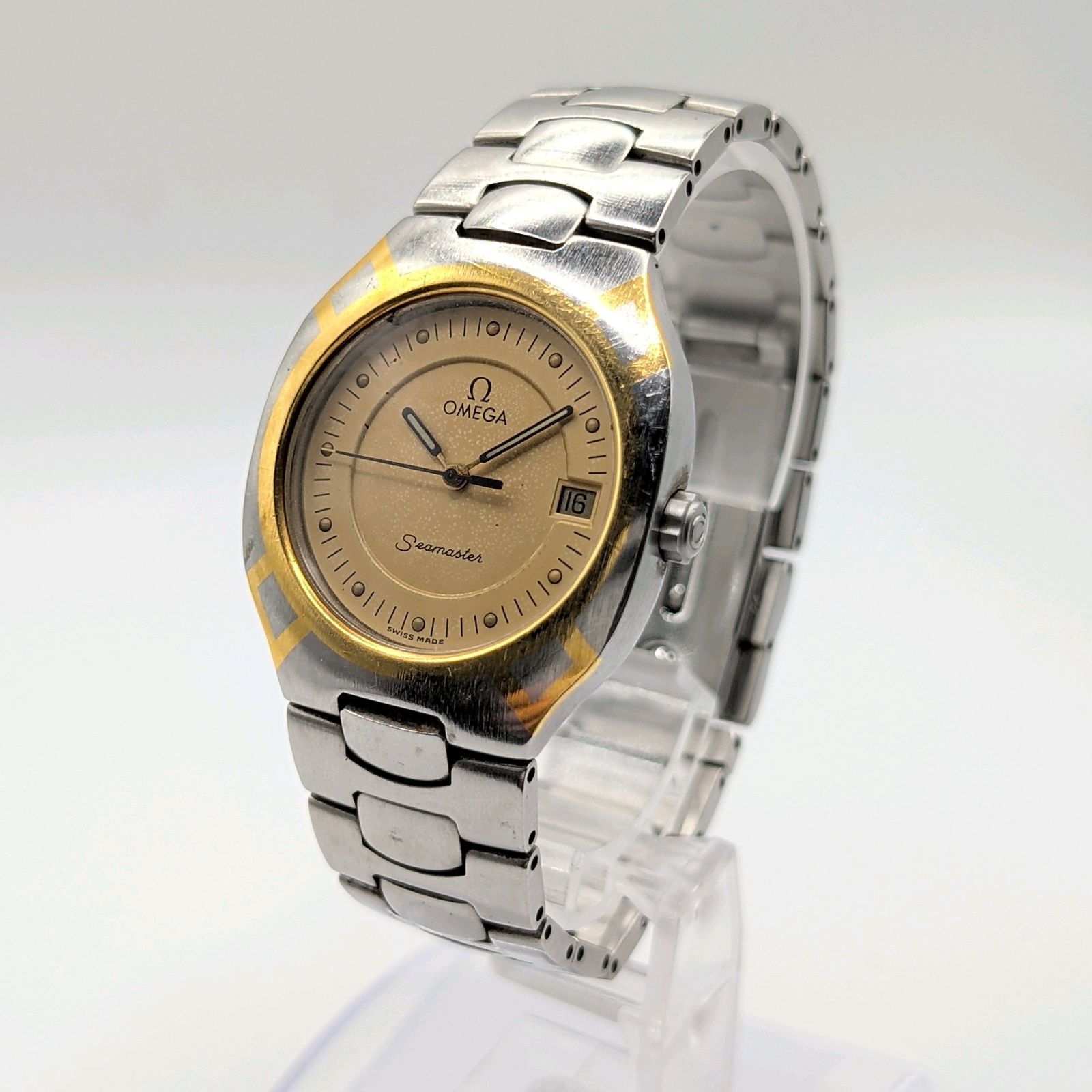 OMEGA Seamastrer Watch Quartz Ladies Square Gold Gold dial Y2K