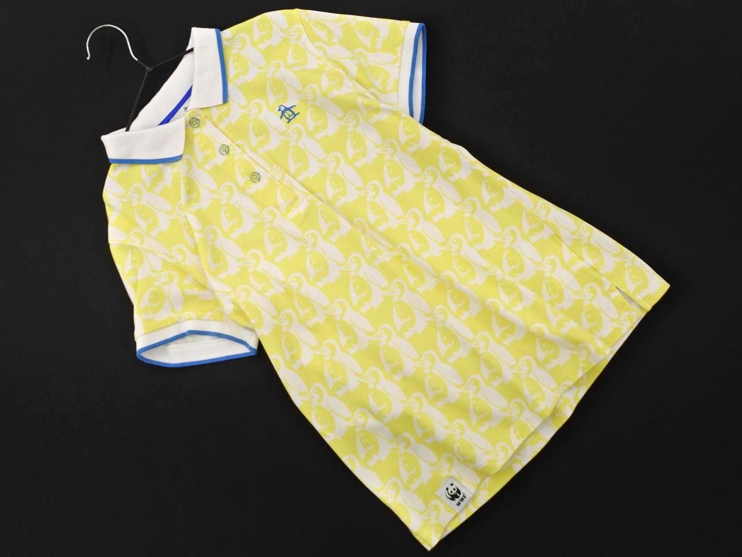 Munsingwear マンシングウェア GOLF ゴルフ ロゴ 総柄 ポロシャツ sizeM/白ｘ黄 ■◆ レディース