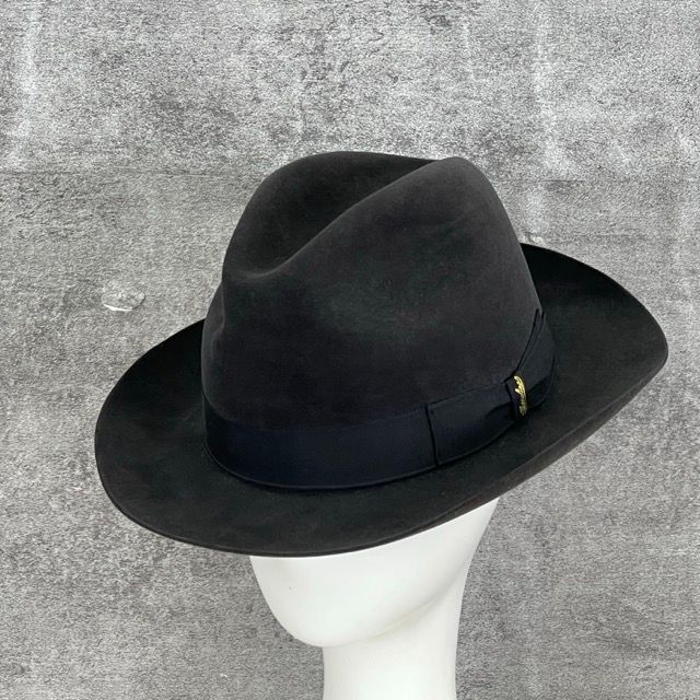 ボルサリーノ ラビットファー フェルトハット 【中古】 Borsalino RAIN PROOF LINE イタリア製 レインプルーフライン ブラック / 516951