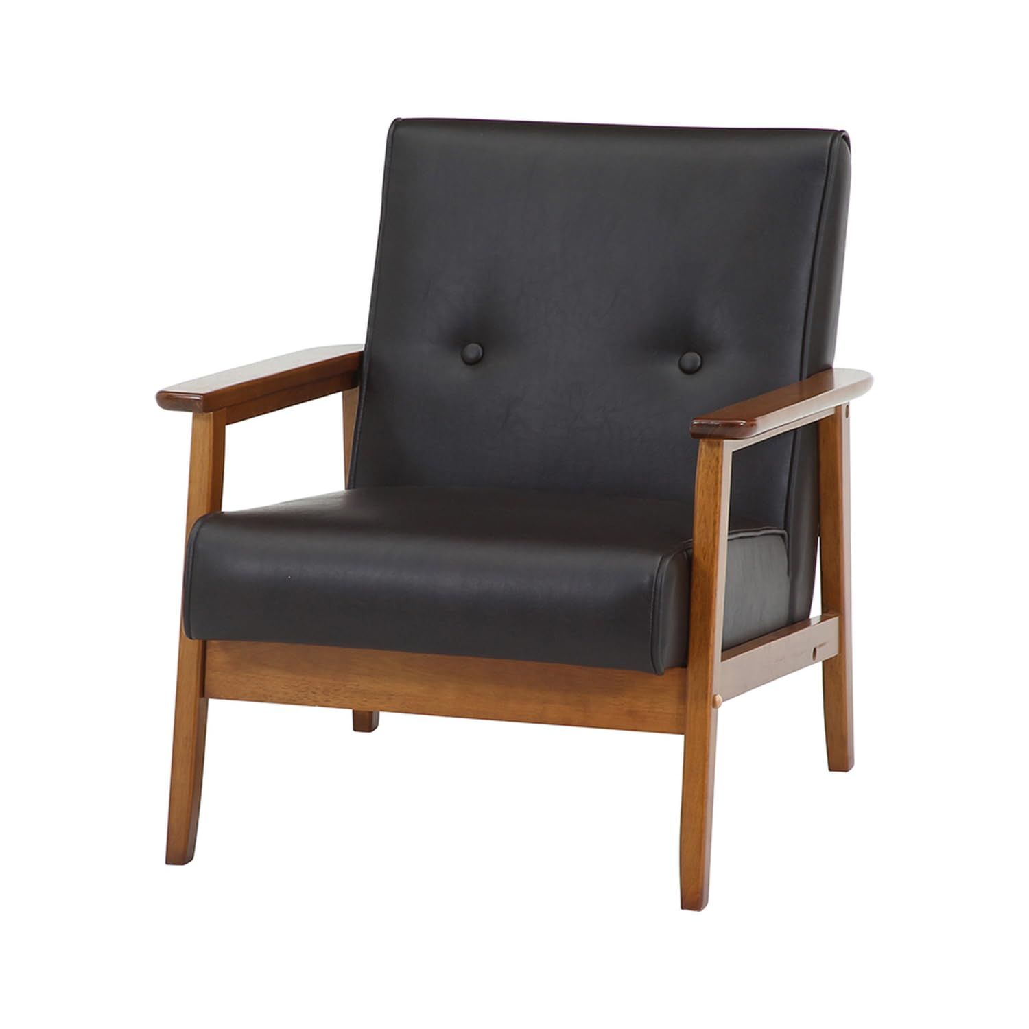 新品 不二貿易 バイキャストＰＵソファ ミート 1人掛け 幅64×奥行72×高さ70cm ダークブラウン 合皮 コンパクトサイズ 天然木 71730