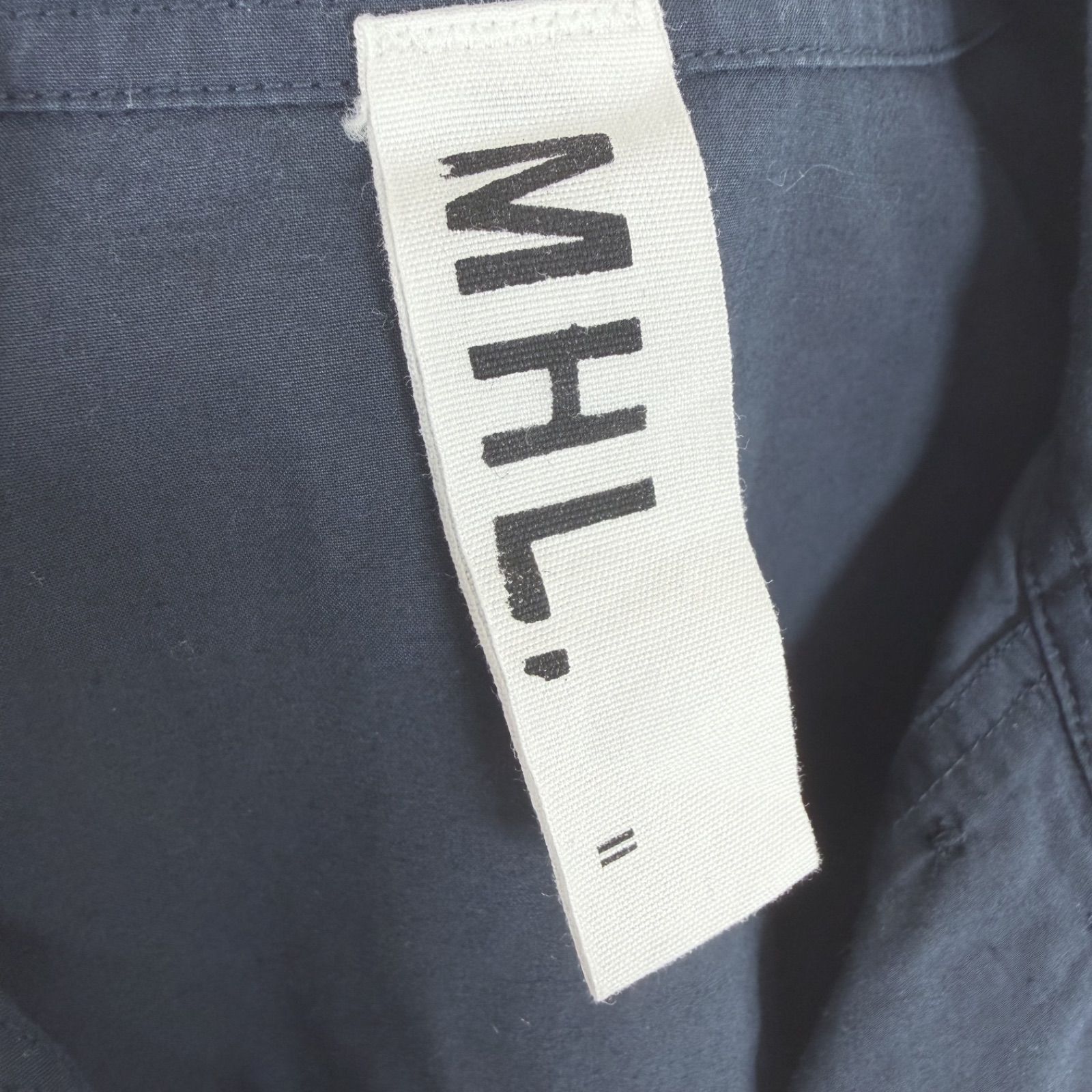 MHL. マーガレットハウエル 半袖シャツ ネイビー リネン混紡 プル