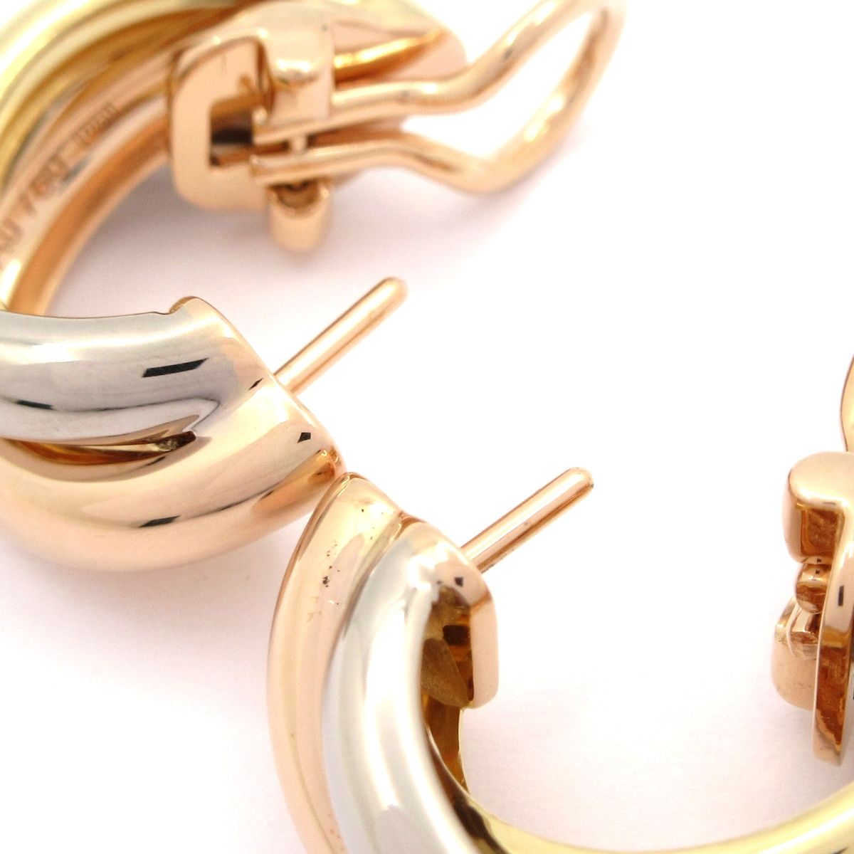 Cartier(カルティエ) ピアス美品 トリニティ K18スリーカラー クリップ 