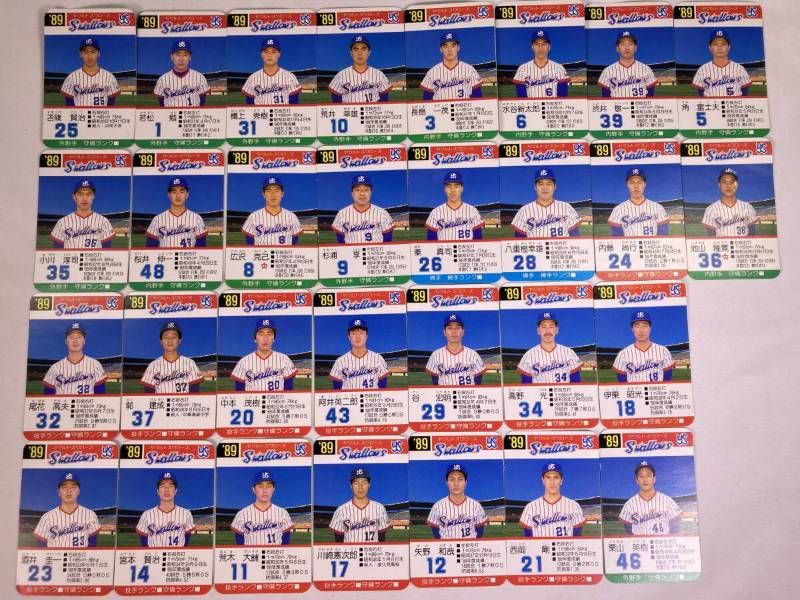 【希少】タカラ プロ野球カードゲーム ヤクルトスワローズ 1989年 30枚 杉浦享/荒井幸雄/長島一茂/広沢克己 他 昭和レトロ 当時物