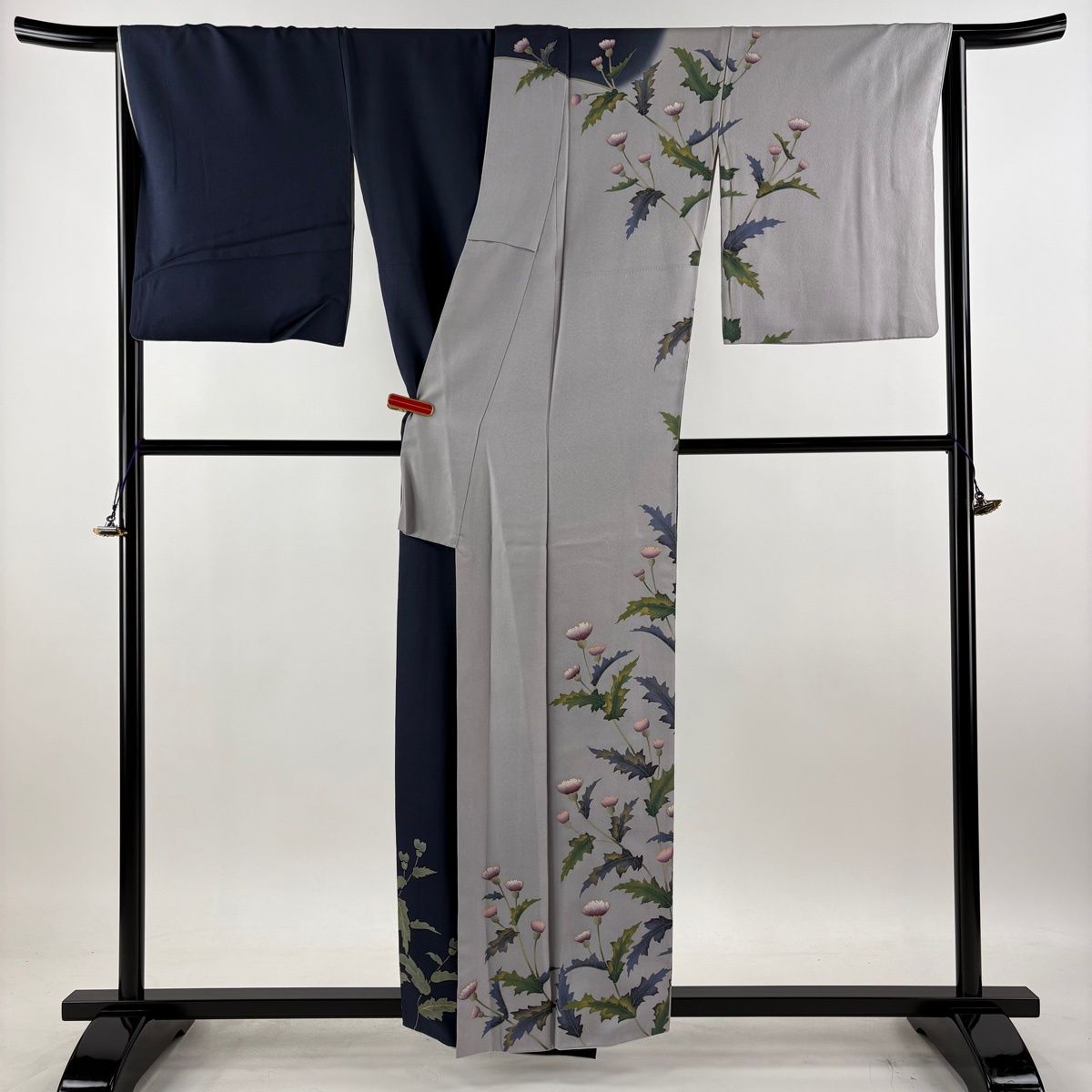 訪問着 身丈157.5cm 裄丈69cm L 袷 中村乃武夫 落款 草花 金彩