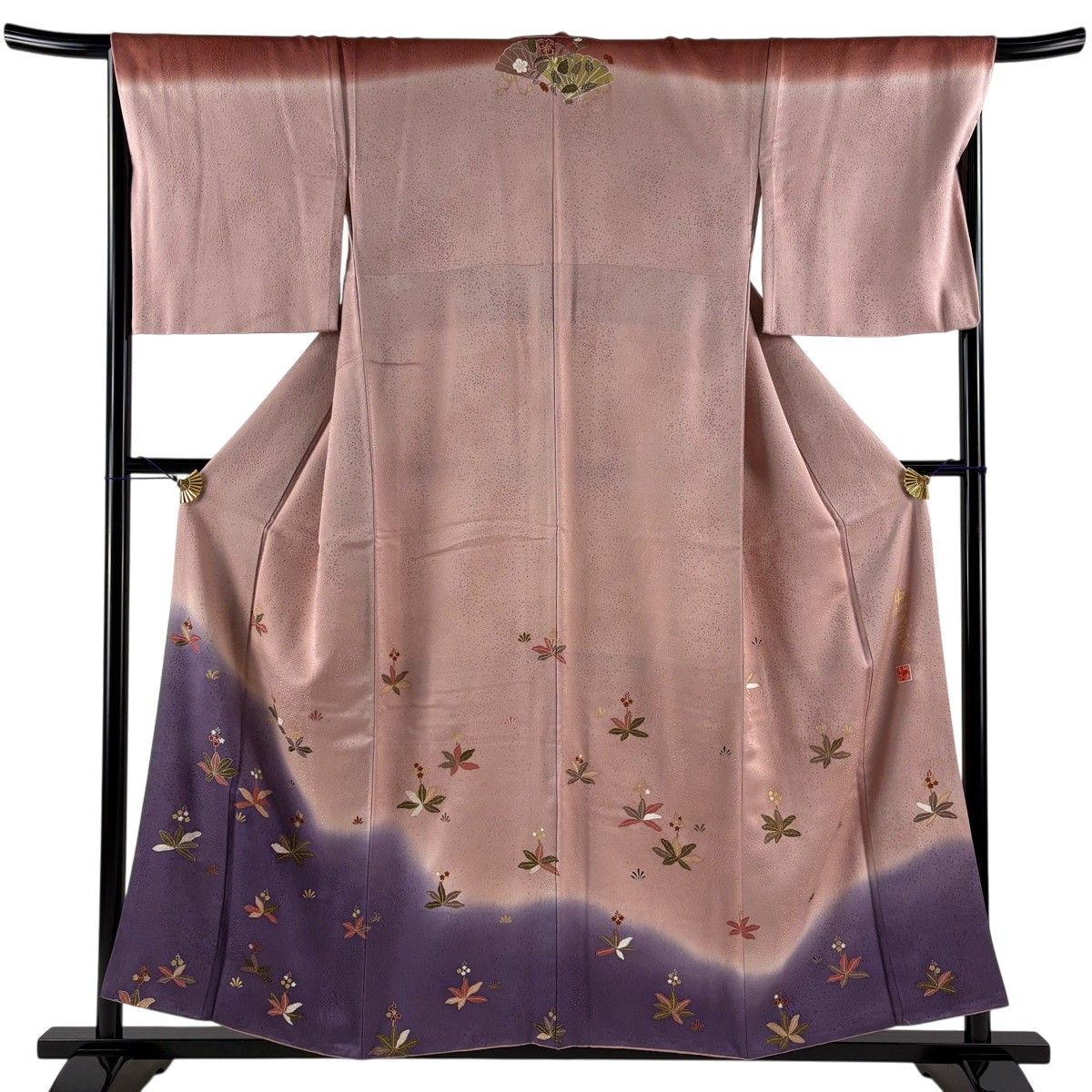 美品】 訪問着 身丈156cm 裄丈67.5cm L 袷 中村乃武夫 落款 草花 地紋