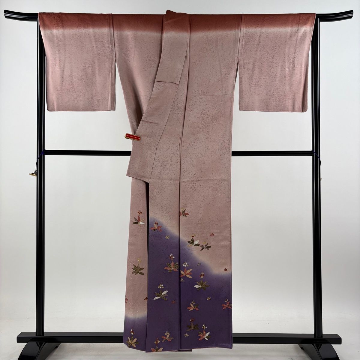 美品】 訪問着 身丈156cm 裄丈67.5cm L 袷 中村乃武夫 落款 草花 地紋