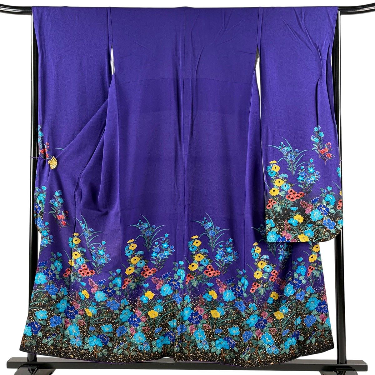 振袖/鼓草花金彩染め分け紫中古美品振袖set/身丈167.5裄丈66.5紫成人式 振袖 身丈155.5cm 裄丈66.5cm M 袷 草花 金彩 染め分け 紫 正絹 秀品