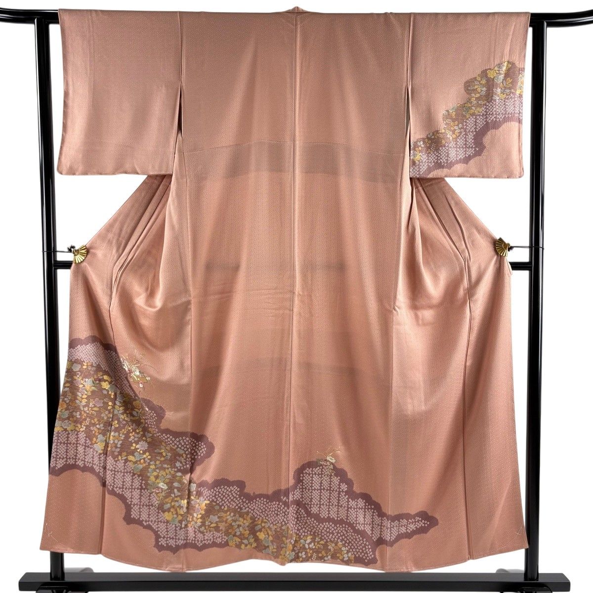 訪問着 身丈159.5cm 裄丈62cm S 袷 扇面 華文 刺繍 金糸 青灰色
