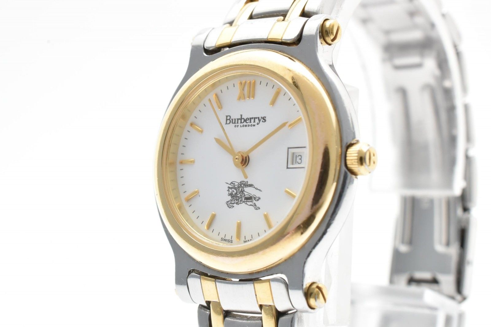 BURBERRY バーバリー 8100 レディース クォーツ 腕時計 デイト シルバー ゴールドコンビ ステンレス ドレスウォッチ