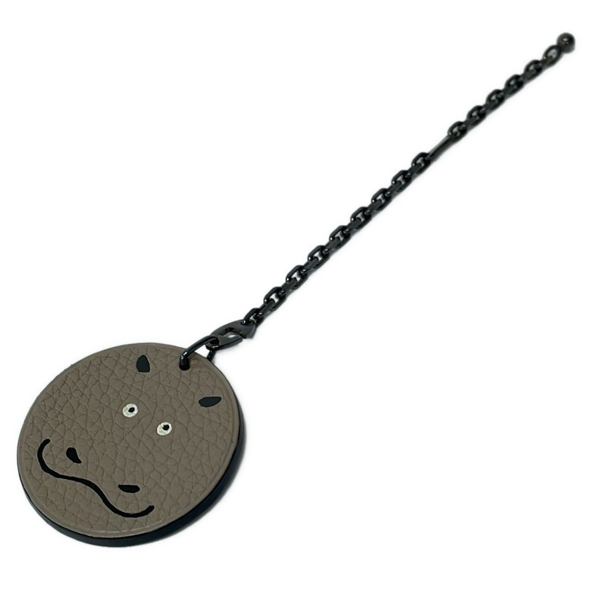 HERMES(エルメス) キーホルダー(チャーム) アニマルキーホルダー グレージュ×シルバー カバ/925 レザー