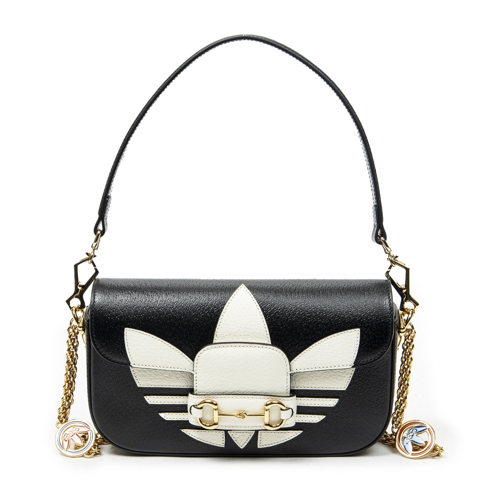 [中古] GUCCI グッチスモール ホースビット 1955 バッグブラック/ホワイトグレインカーフスキンレザーA