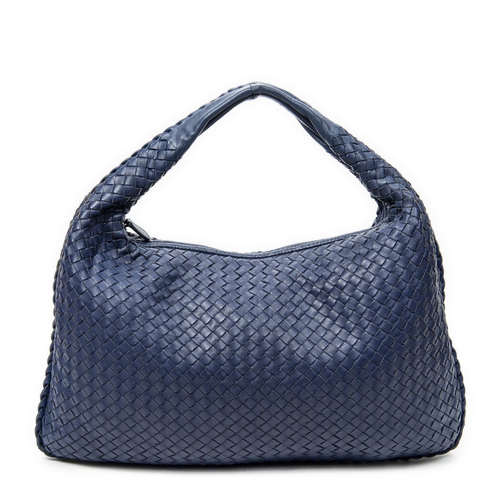 [中古] BOTTEGA VENETA ボッテガヴェネタベネタ ホーボーネイビーイントレチャートレザーA