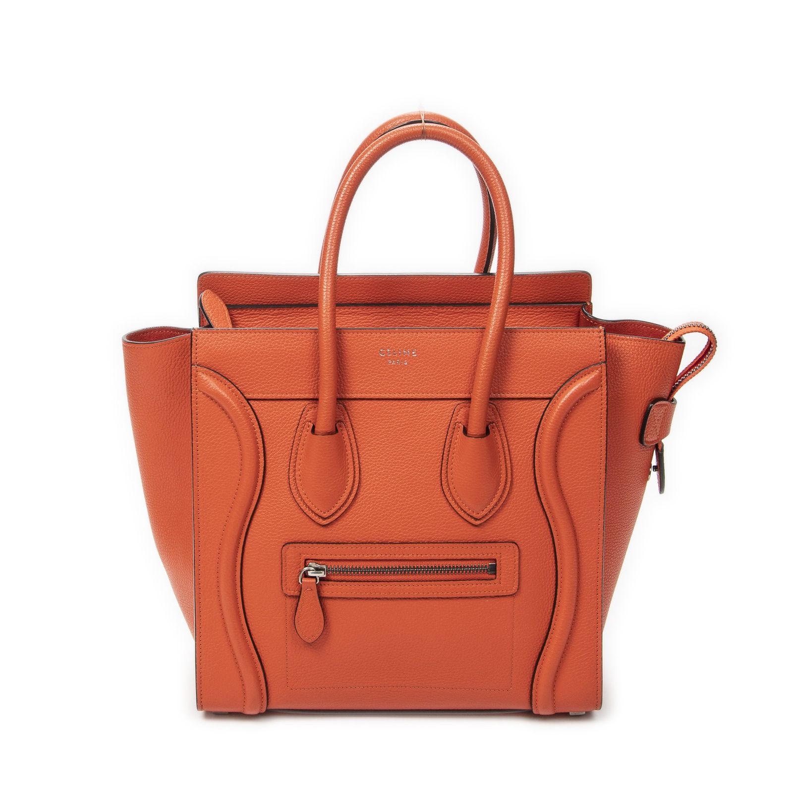 [中古] CELINE セリーヌマイクロラゲッジオレンジグレインカーフスキンレザーA