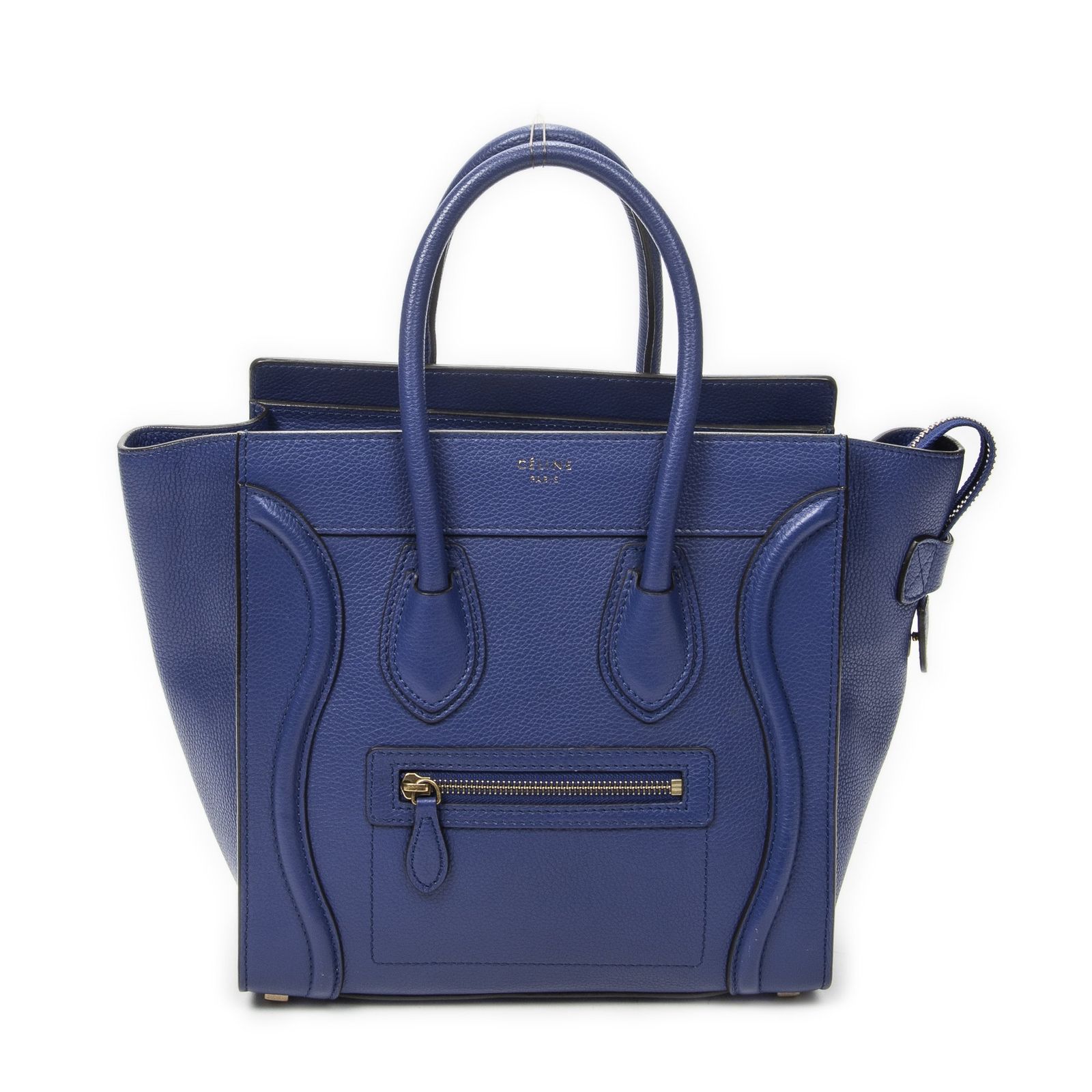 [中古] CELINE セリーヌマイクロラゲッジロイヤルブルーグレインカーフスキンレザーA