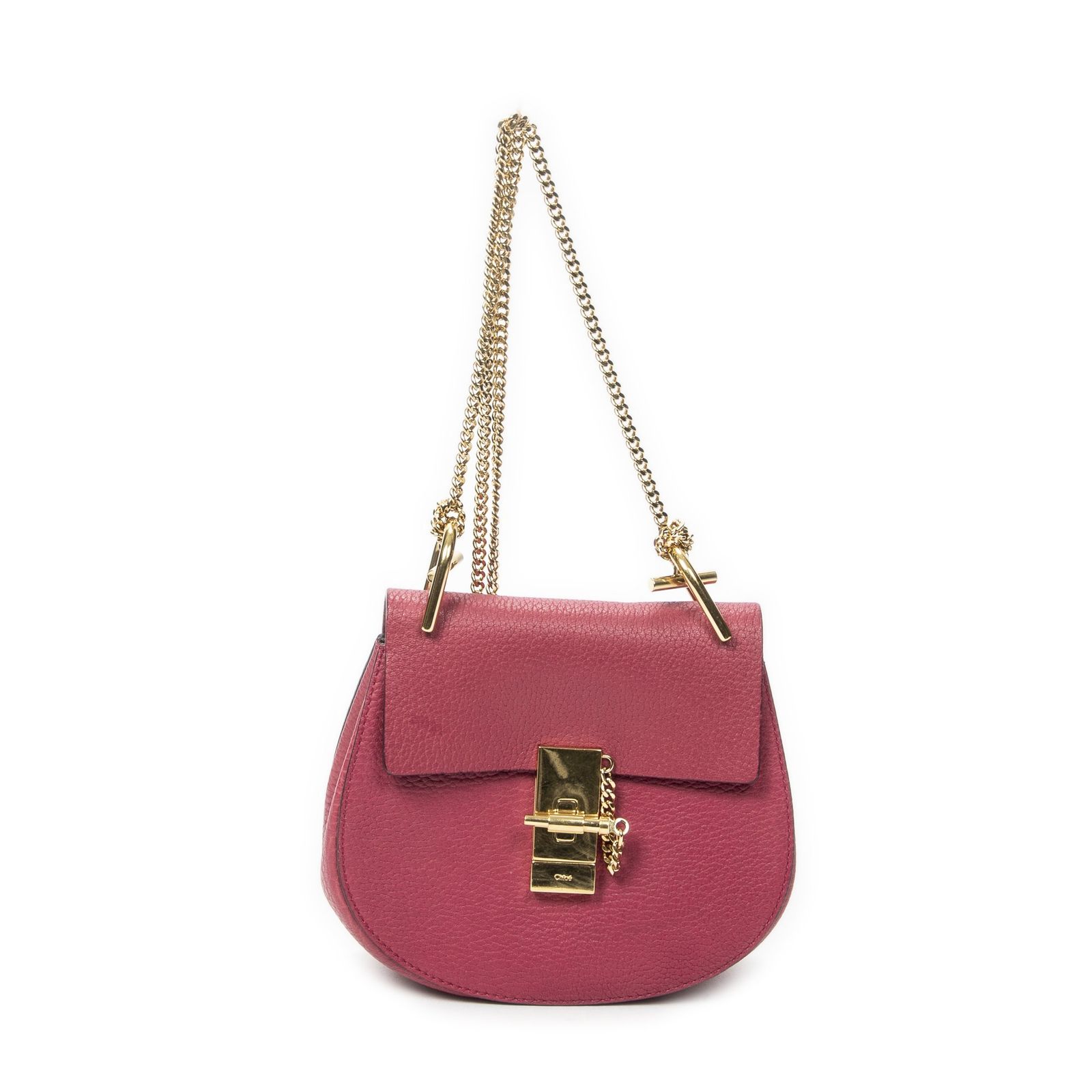 [中古] CHLOE クロエミニドリューフューシャピンクグレインカーフスキンレザーA