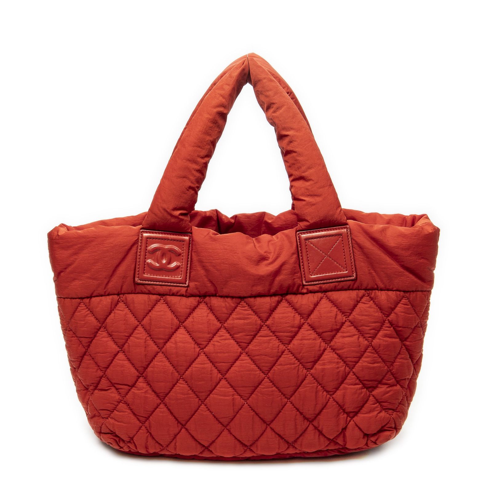 中古] CHANEL シャネルスモール ココ コクーン リバーシブル トート赤