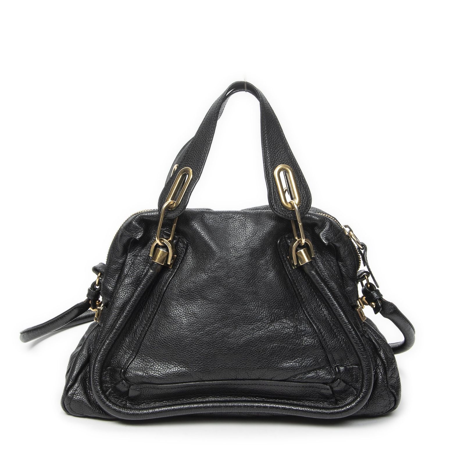 [中古] CHLOE クロエミディアムパラティ黒グレインカーフスキンレザーA