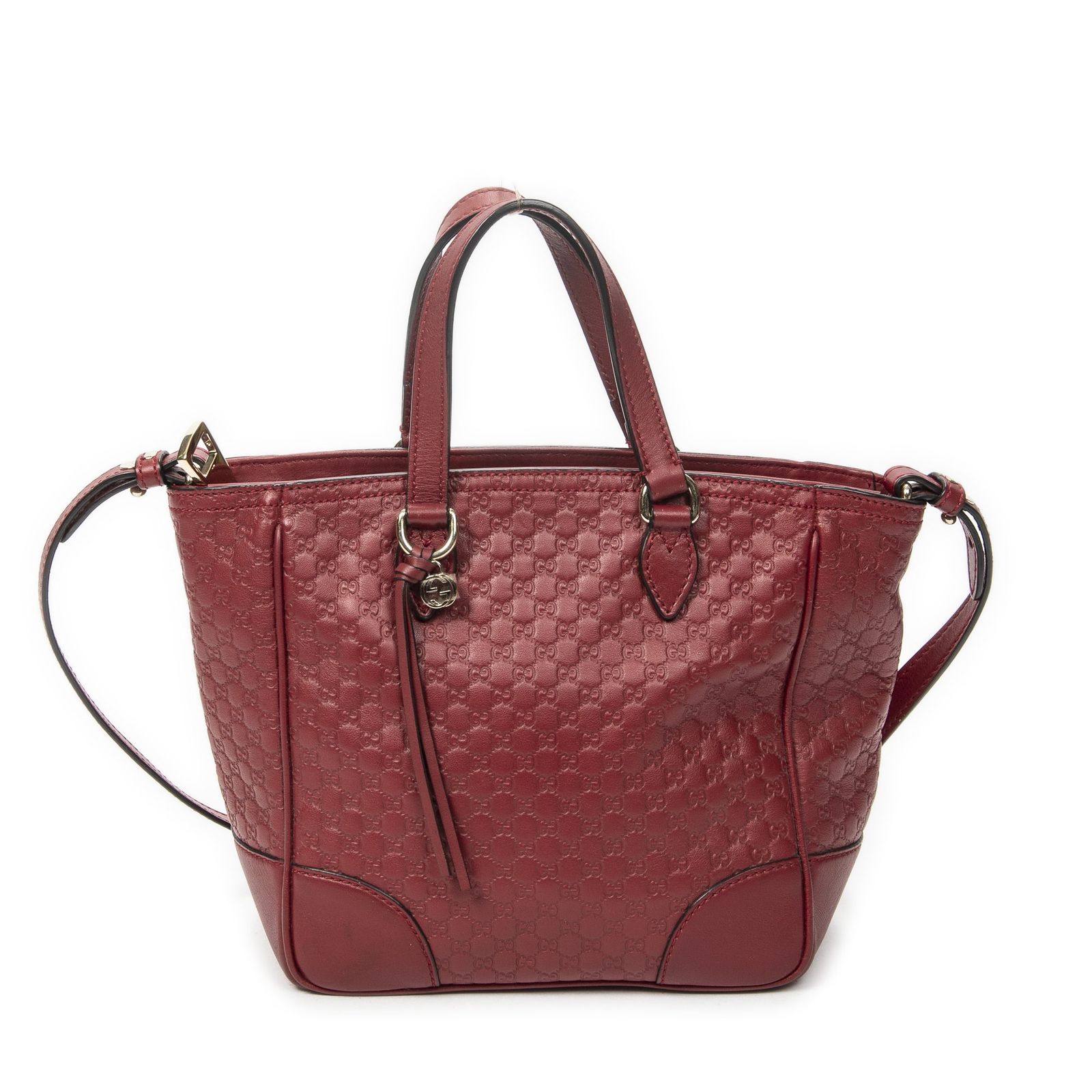 [中古] GUCCI グッチスモール ブリー トート赤ミクログッチシマレザーA
