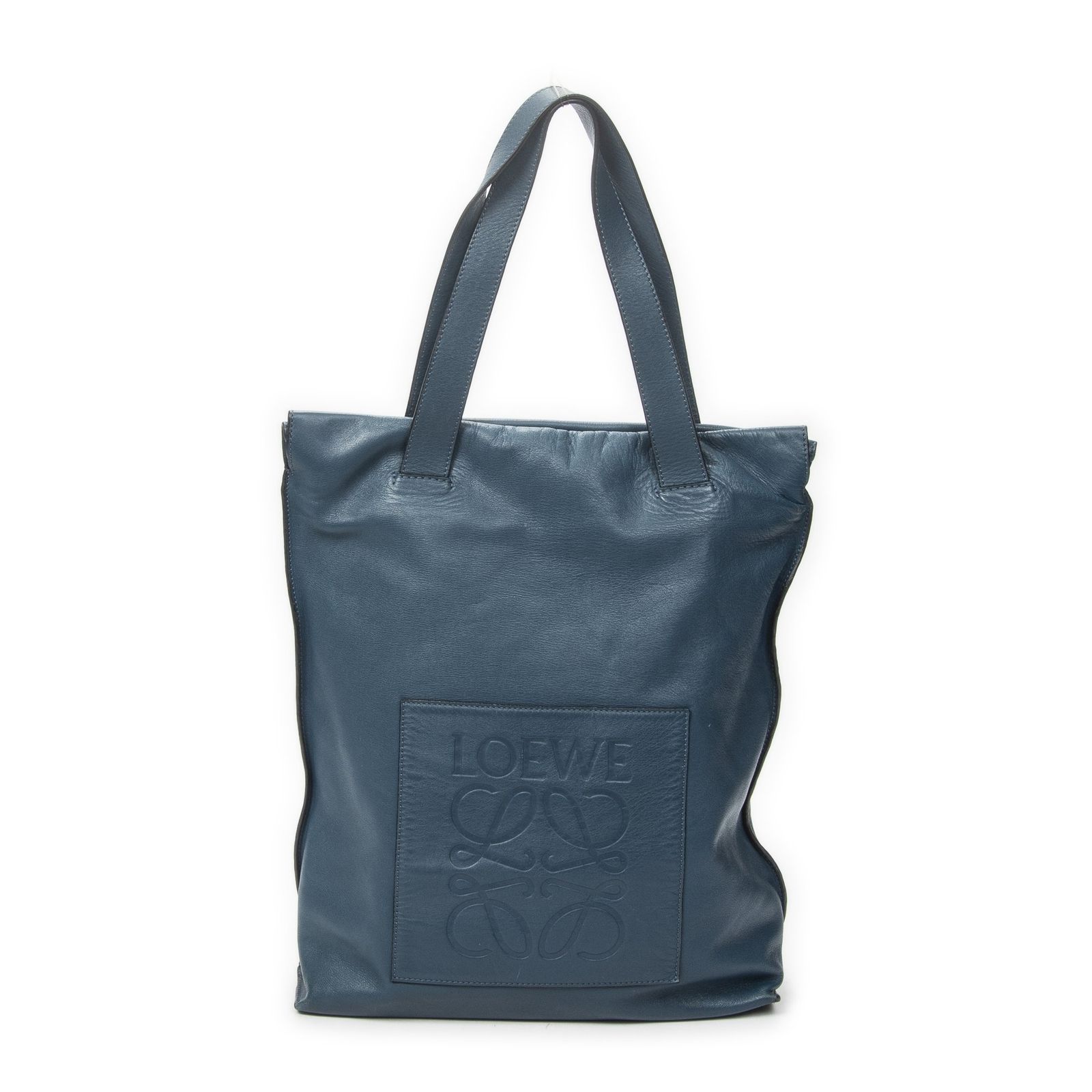 [中古] LOEWE ロエベアナグラム トートバッグティールブルーカーフスキンレザーA