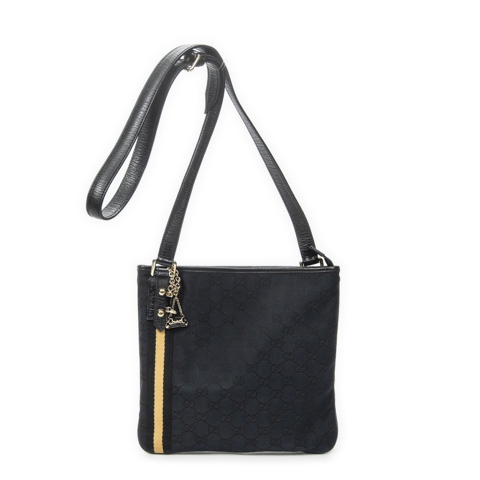 [中古] GUCCI グッチウェブ ジョリクール クロスボディ黒GGキャンバスA